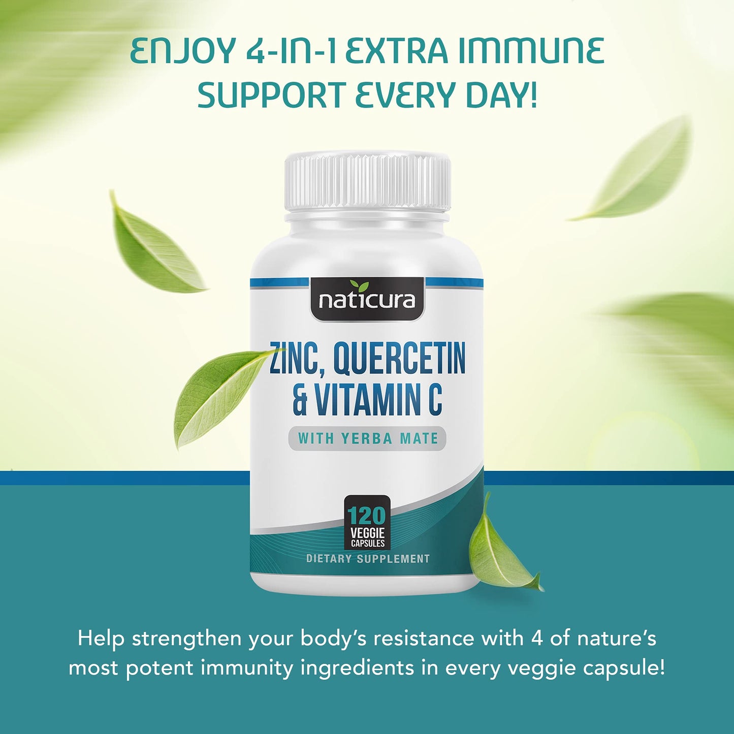 Naticura Zinc Quercetin Immune Support Supplement with Vitamin C Capsule 1 Count