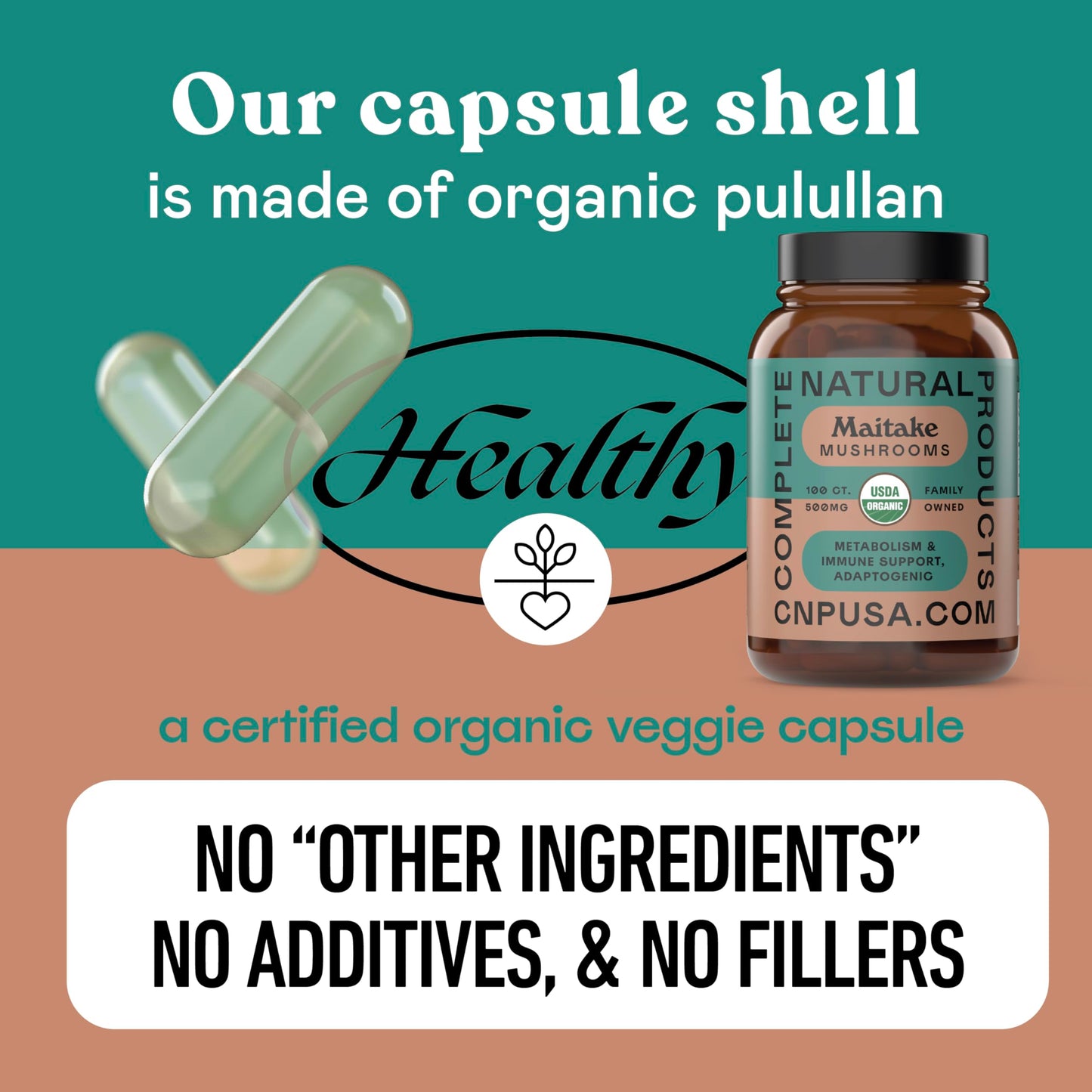 Complete Natural Products Organic Maitake Mushroom Capsules 100 Count