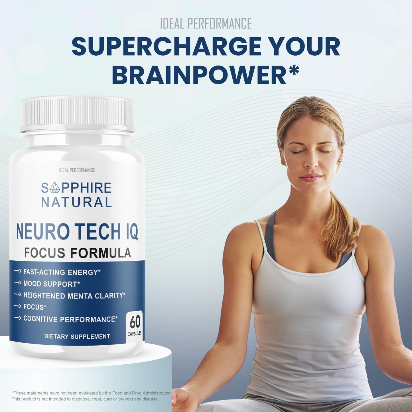 IDEAL PERFORMANCE Neuro Tech IQ Brain Supplement Neurotech IQ Focus Formula Capsules 120 Count