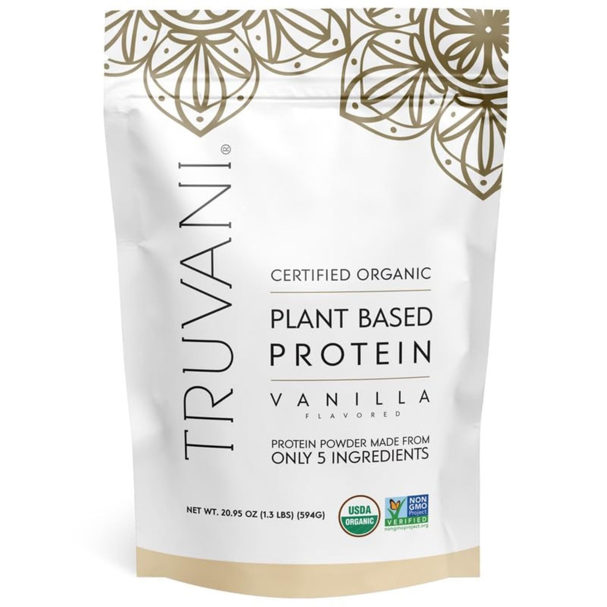 Truvani Organic Plant Based Protein Powder Vanilla, 20 Servings
