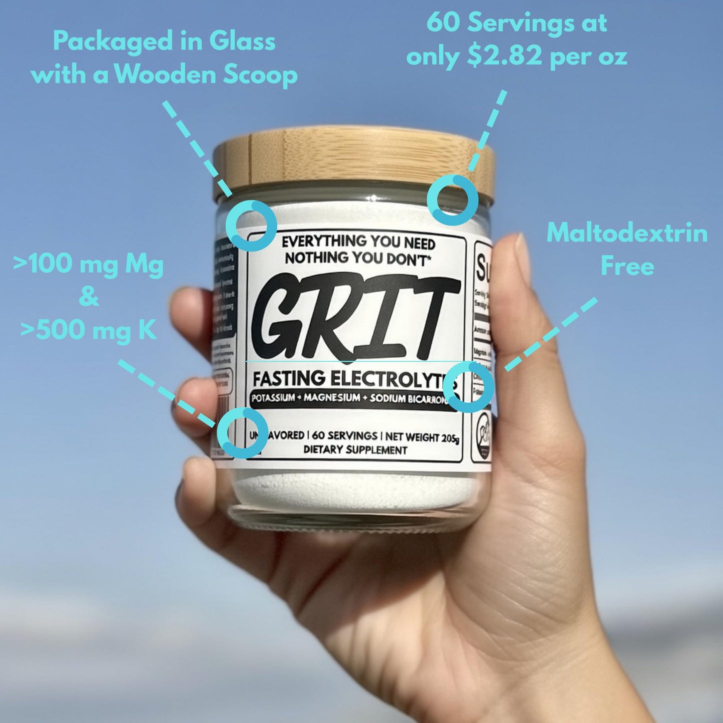 Good Buddy GRIT Fasting Electrolytes Unflavored Powder, 12.7 Ounce