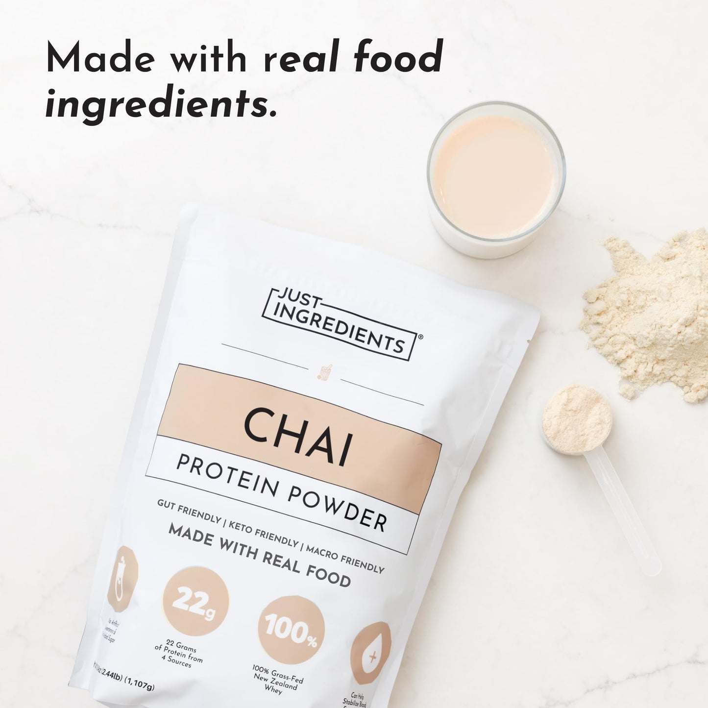JUST INGREDIENTS Chai Protein Powder 23