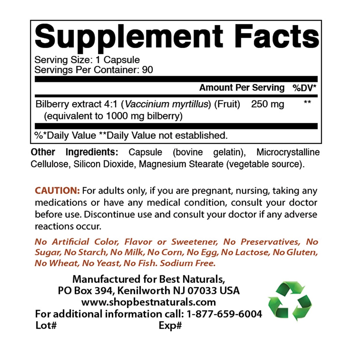 Best Naturals Bilberry Extract 1000mg & Tart Cherry Extract 1000 mg Capsules, 2 Count