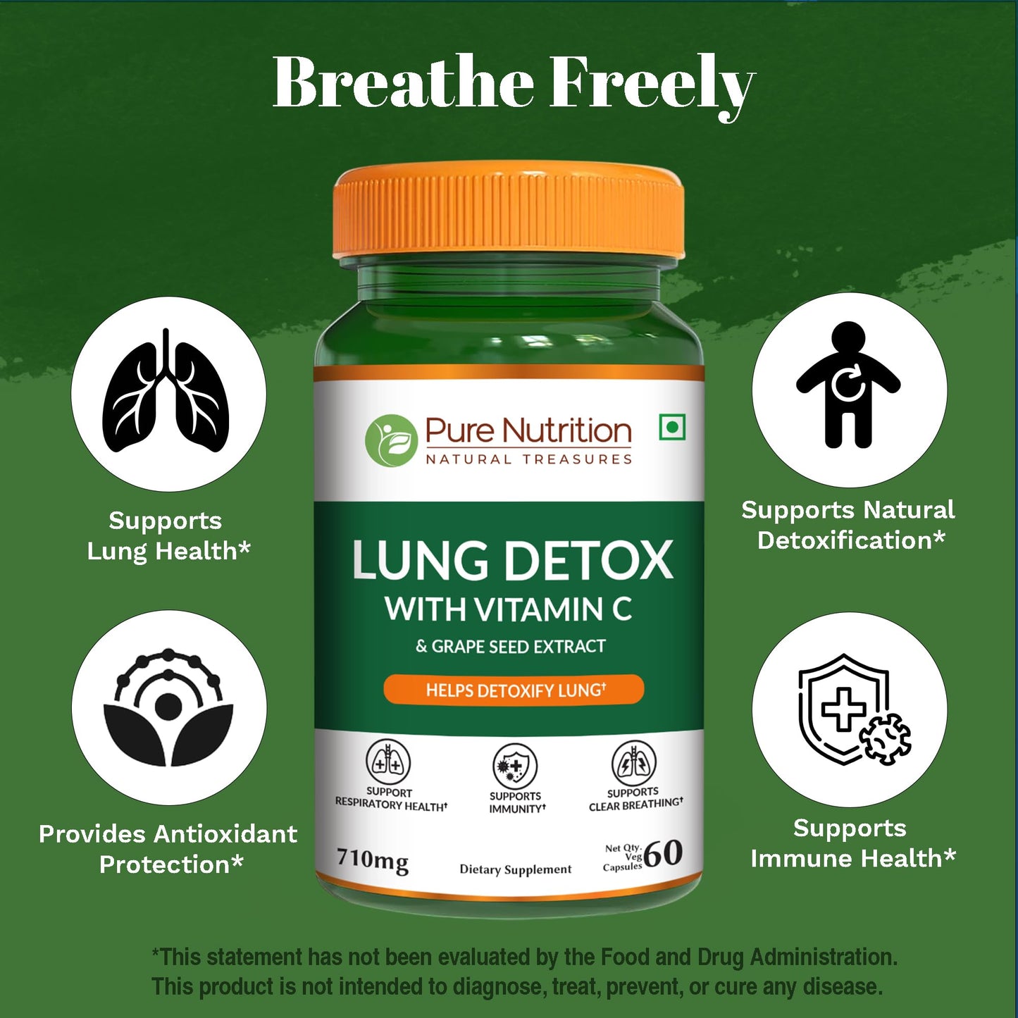 Pure Nutrition Natural Treasures Lung Health Supplement 60 Capsules