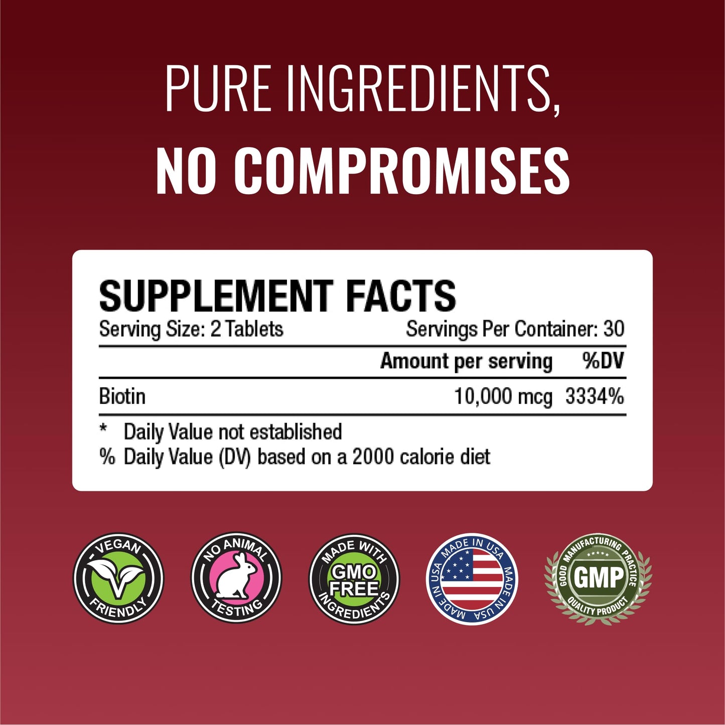 Approved Science Biotin MD – Extra Strength Pure Biotin 10,000mcg for Improved Hair, Skin and Nail Health, 60 Tablets