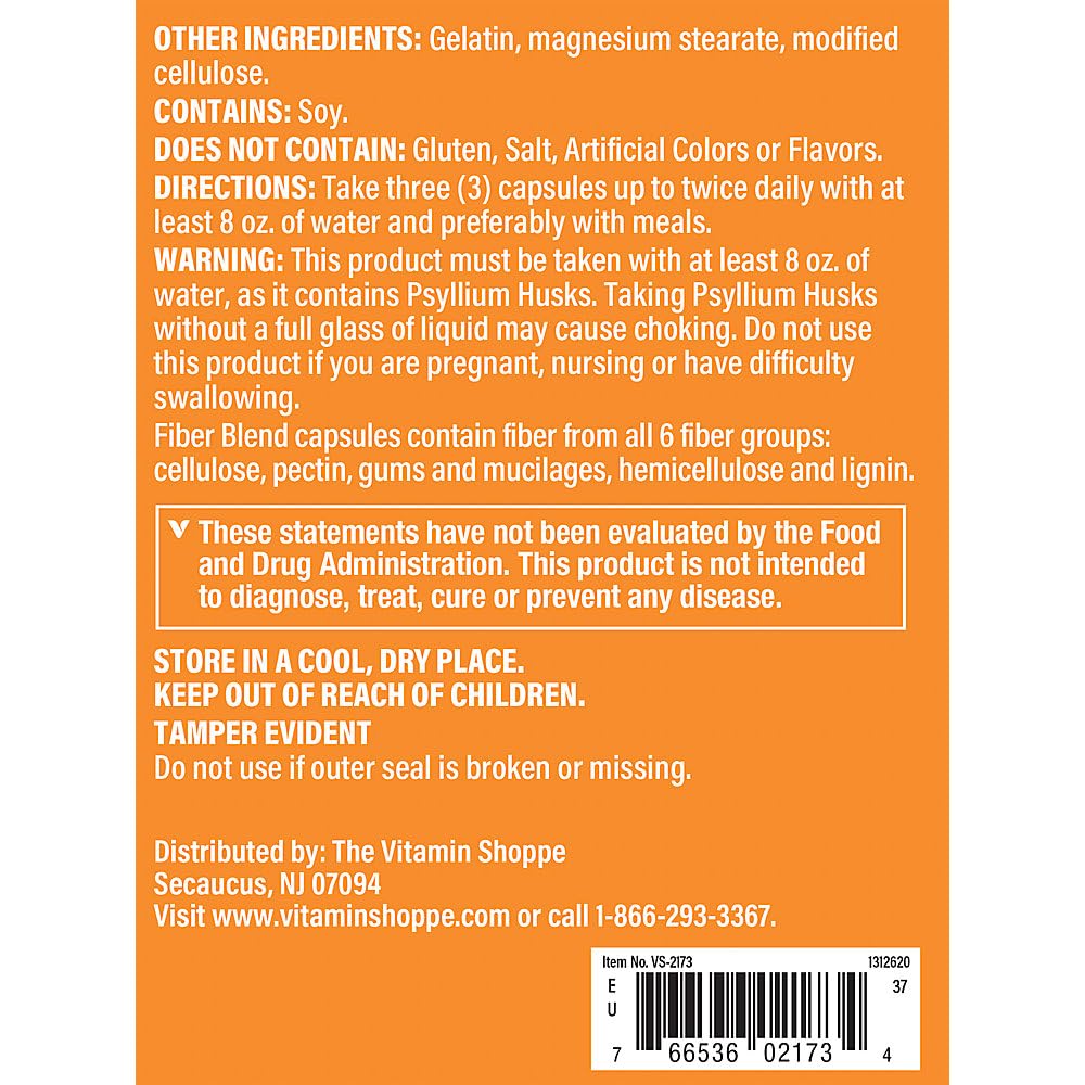 The Vitamin Shoppe Fiber Blend Capsules 600