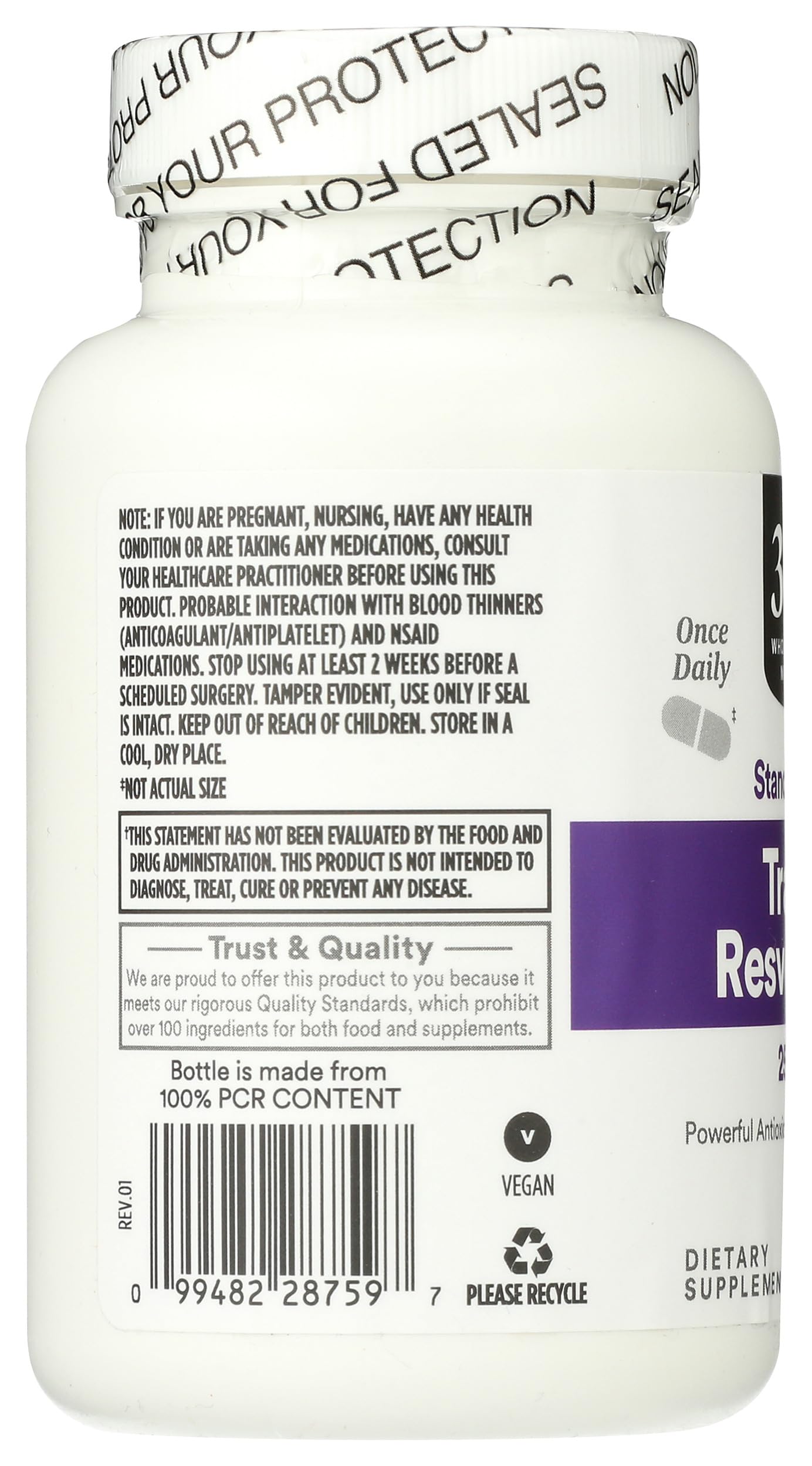 365 by Whole Foods Market Transresveratrol 250 mg Capsules, 60 Count