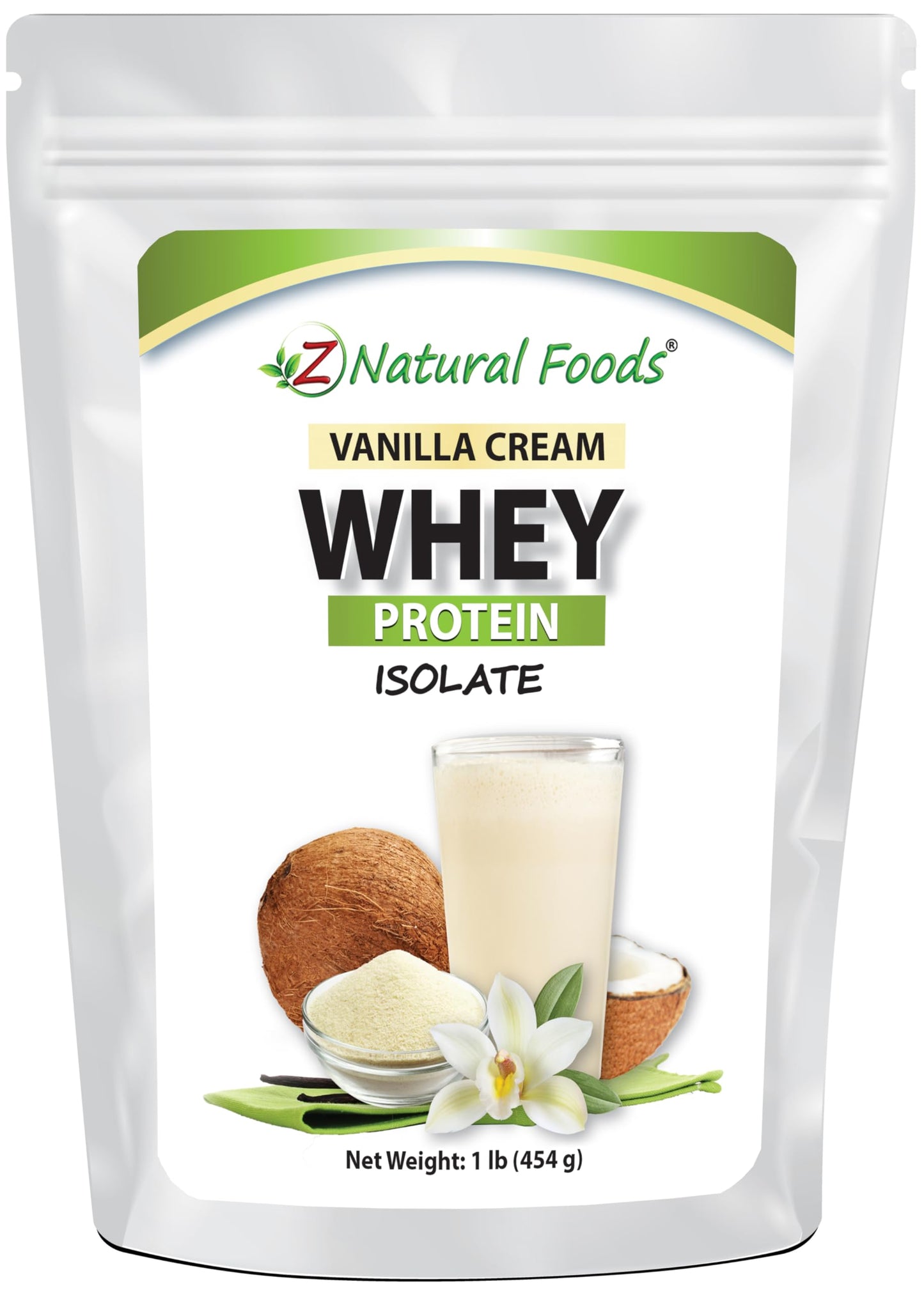 Z Natural Foods Whey Protein Isolate Powder Vanilla, 1 lb, 16 Servings