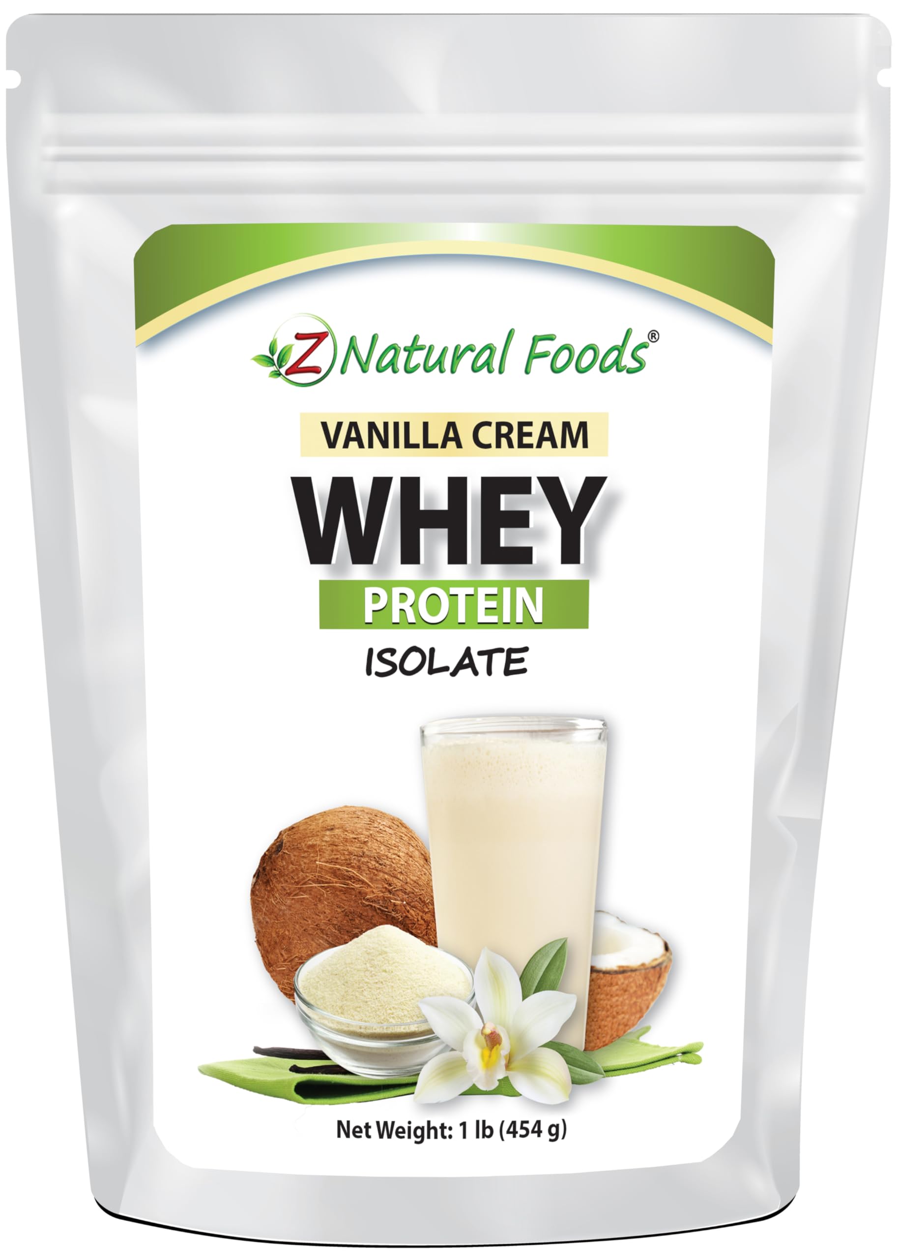 Z Natural Foods Whey Protein Isolate Powder Vanilla, 1 lb, 16 Servings