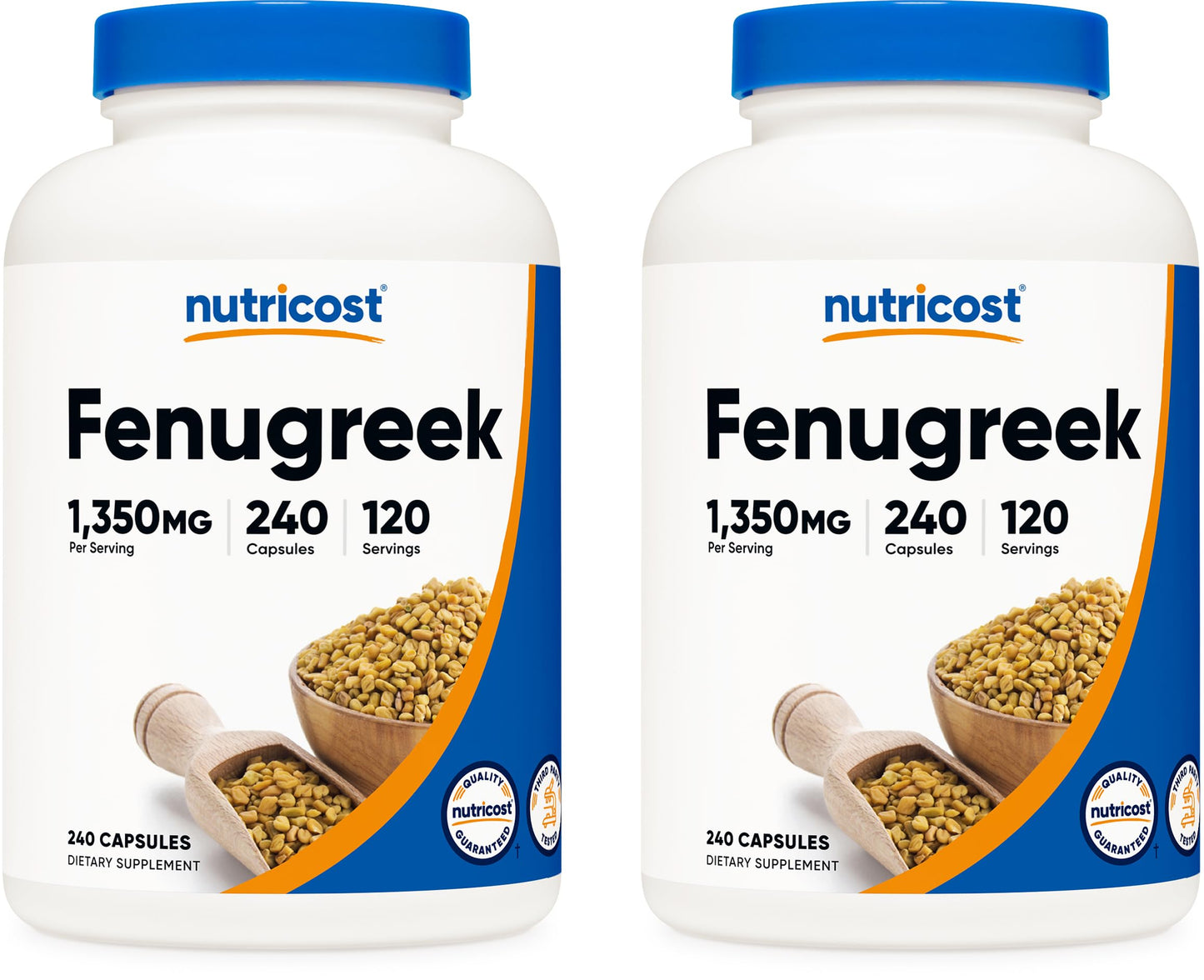 Nutricost Fenugreek Seed 1350mg Capsules, 2 Bottles