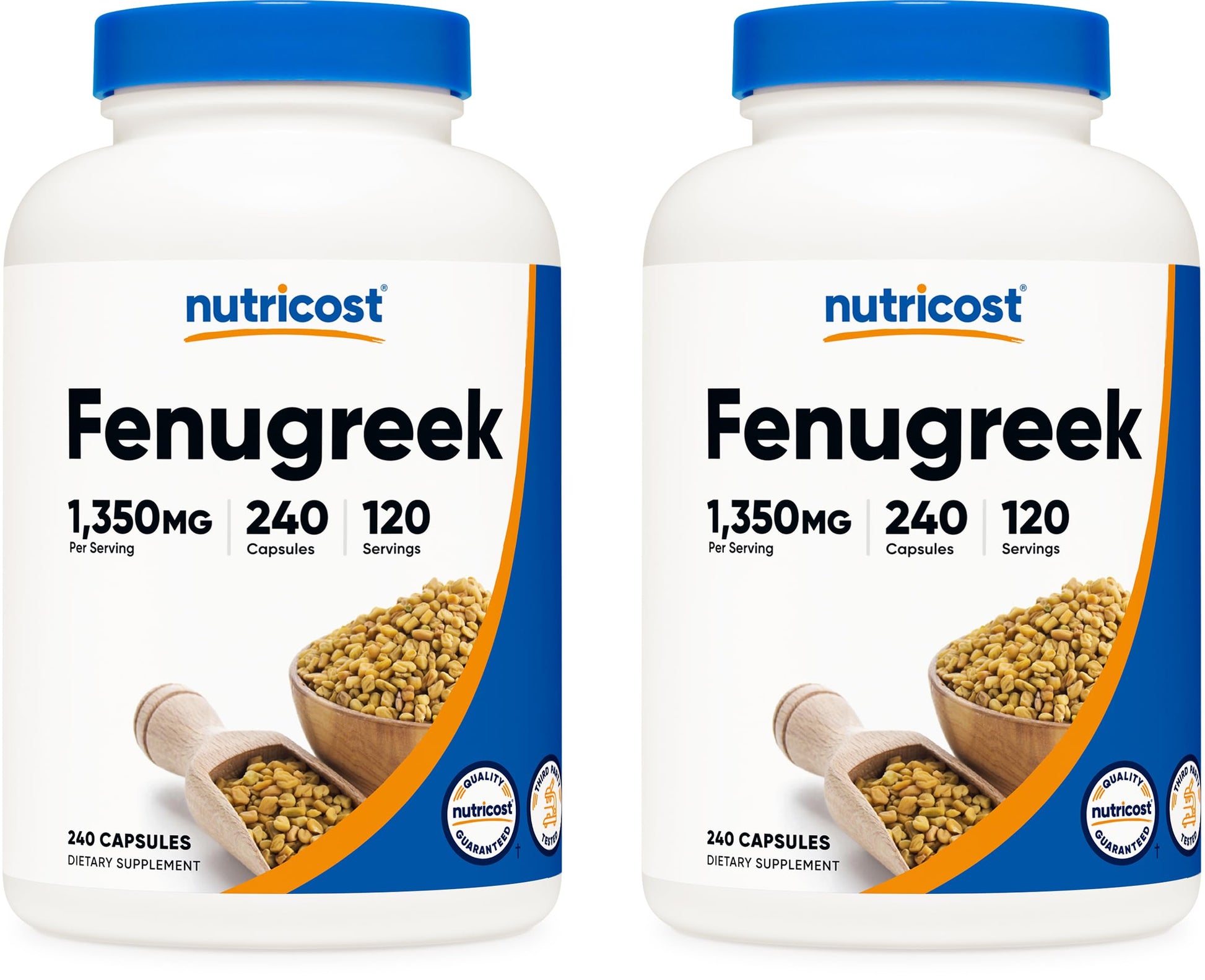 Nutricost Fenugreek Seed 1350mg Capsules, 2 Bottles