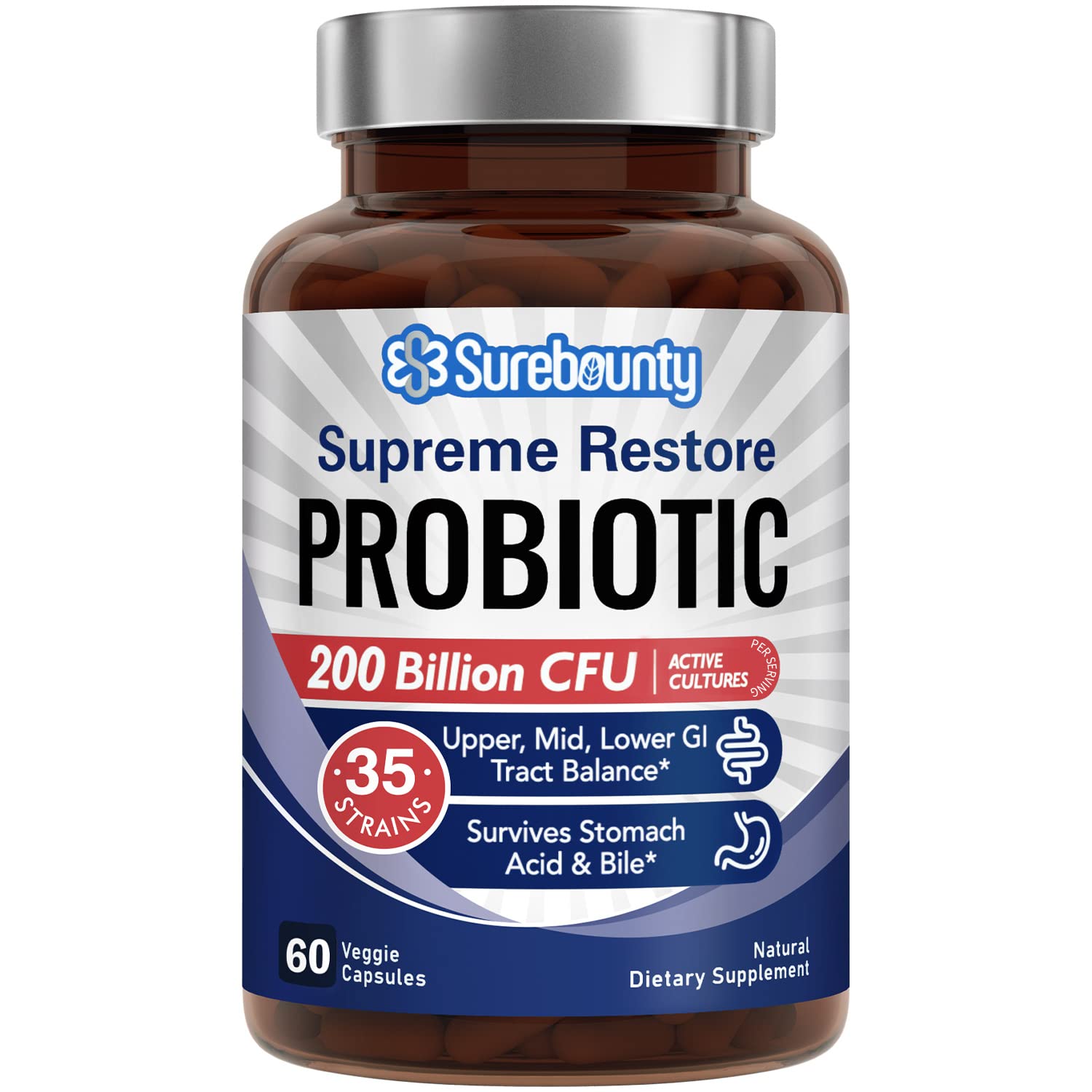 Surebounty Probiotic for Men & Women Capsules, 60 Count