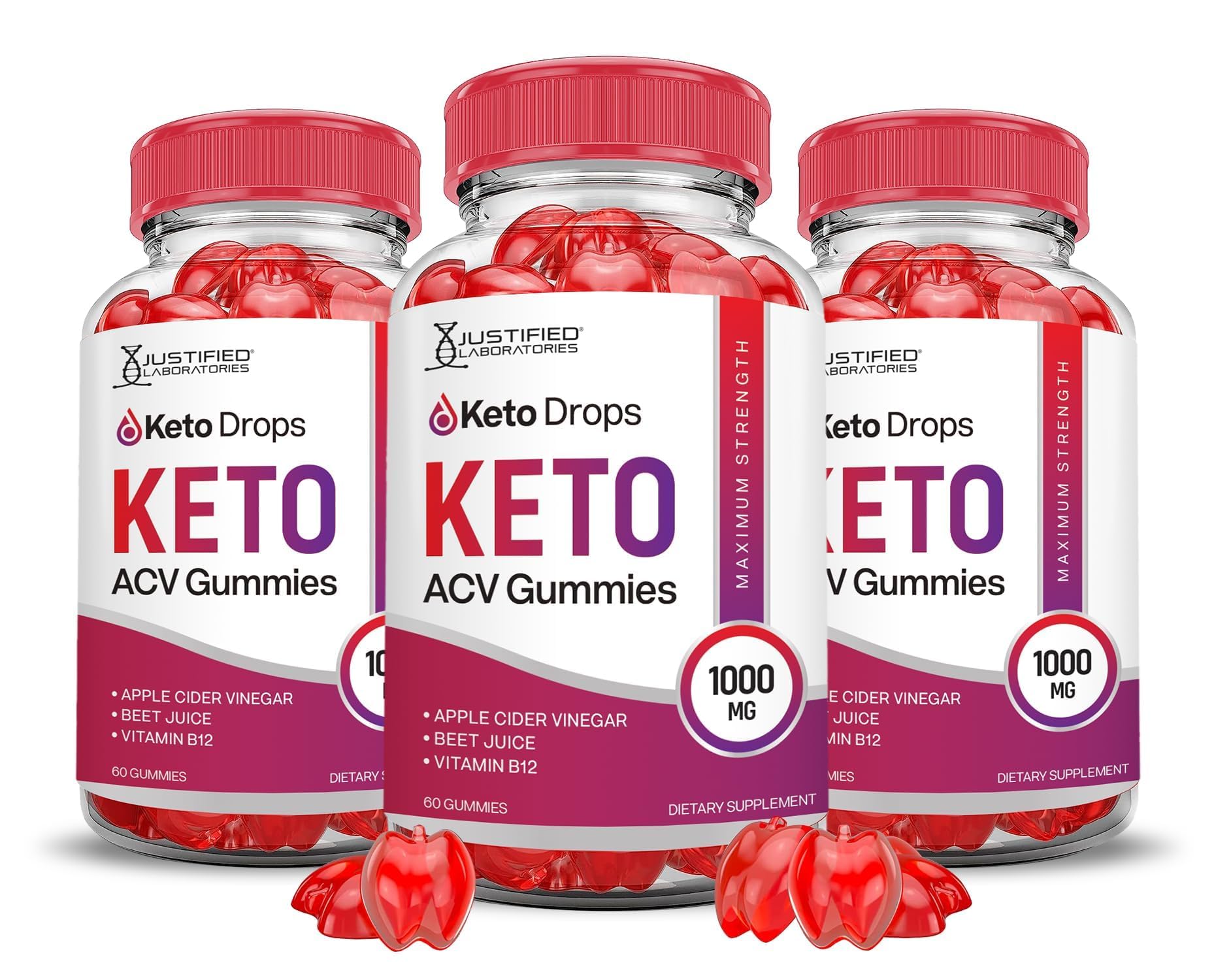 Justified Laboratories Keto Drops Keto ACV Gummies, 180 Count