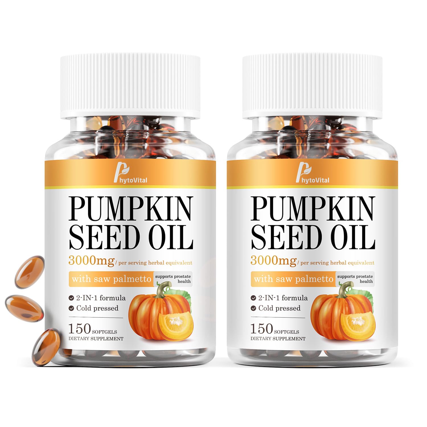 PhytoVital Pumpkin Seed Oil with Saw Palmetto, 300 Softgels