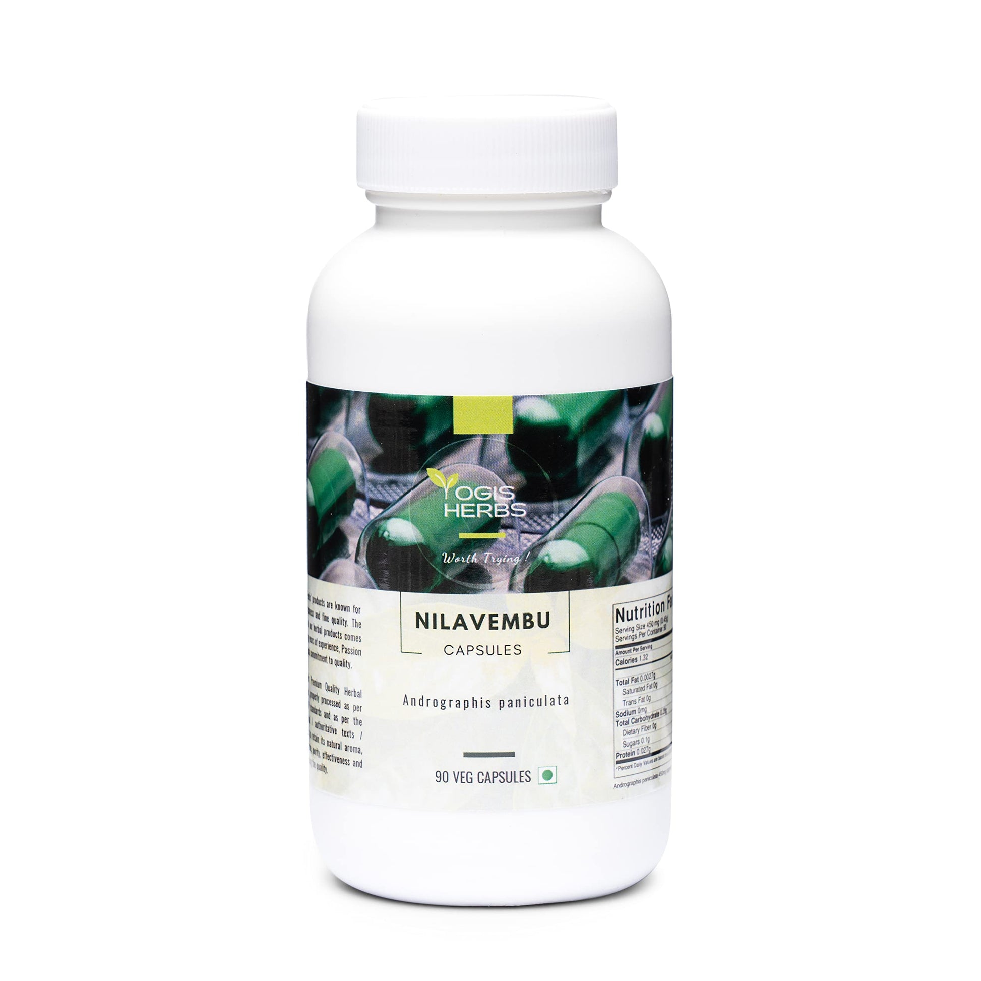 YOGIS HERBS Nilavembu Capsules (Andrographis Paniculata) 90 Veg Capsules
