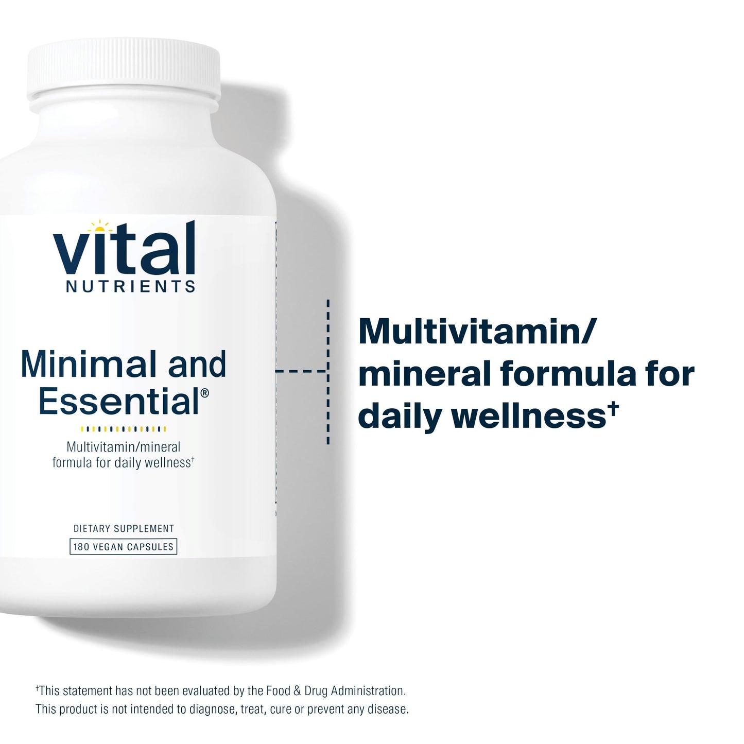 Vital Nutrients Minimal and Essential Multivitamin - Vegetarian One per Day Multi Vitamin, Mineral, & Antioxidant Supplement Capsules, 180 Count