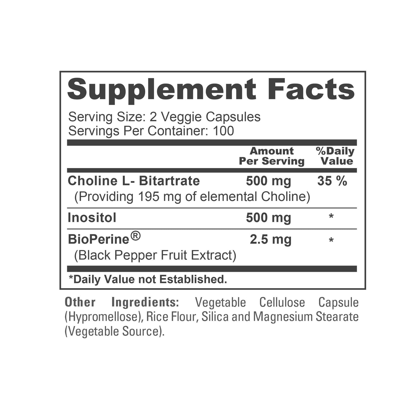 NusaPure Choline & Inositol Capsules 200 Count