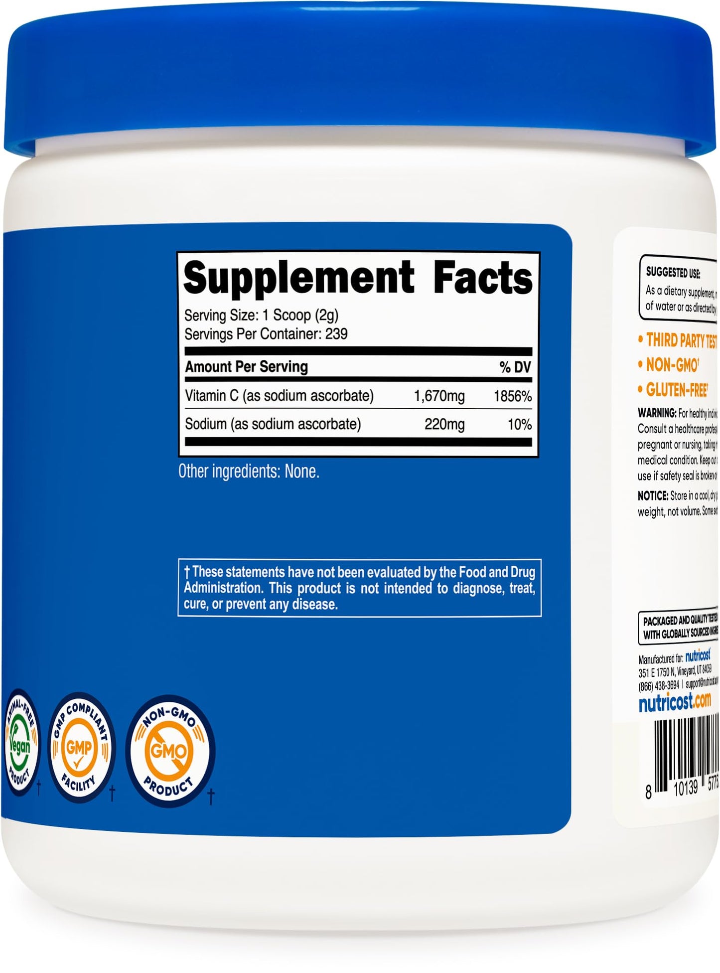 Nutricost Sodium Ascorbate Powder 16.2 Ounce