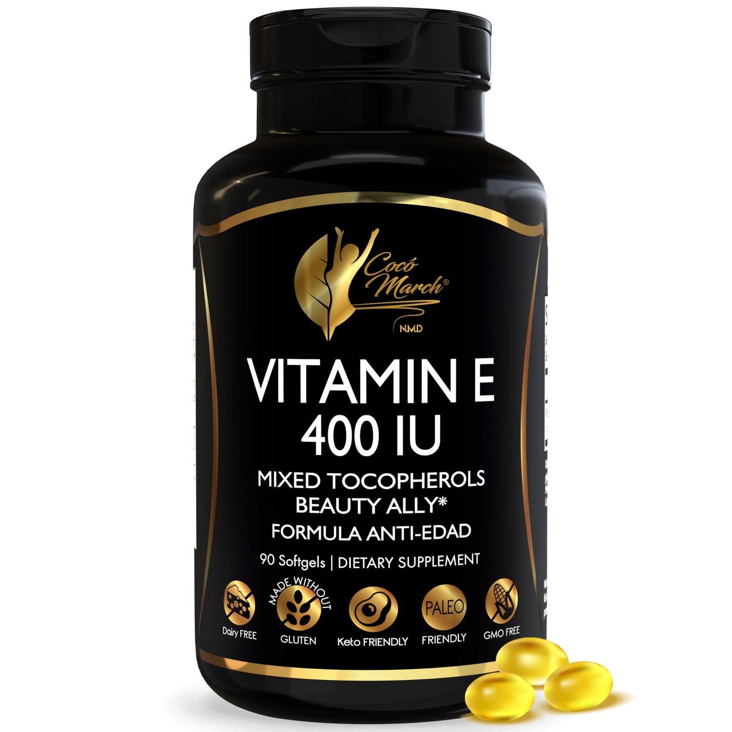 Cocó March N.M.D Natural Vitamin E 400 IU Mixed Tocopherols Softgels 90
