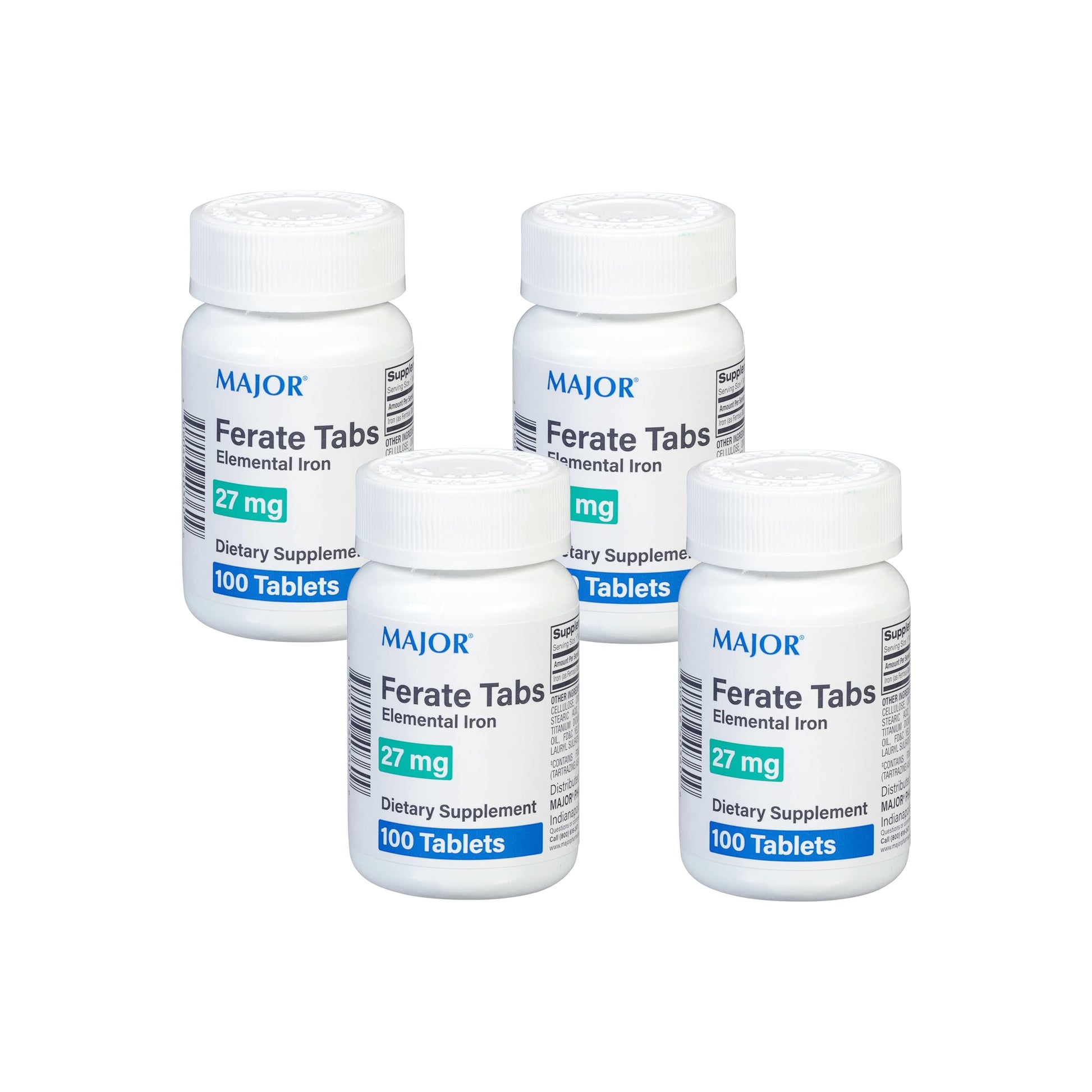 MAJOR 27 mg Ferate Tablets - Ferrous Gluconate Elemental Iron Dietary Supplement, 400 Tablets