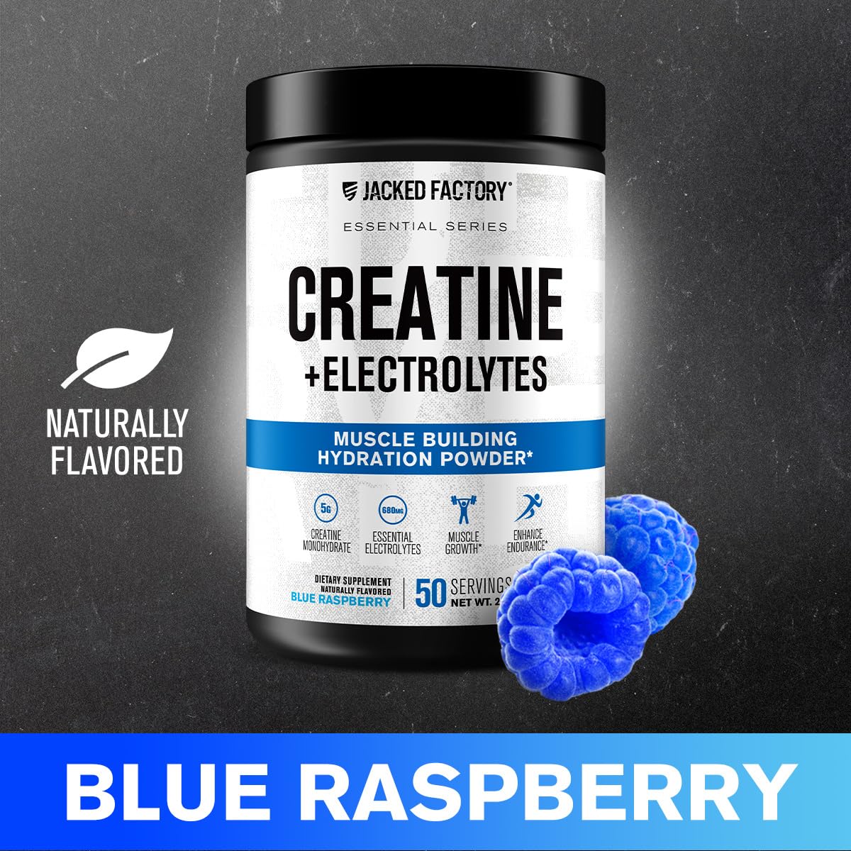 Jacked Factory Creatine Monohydrate + Electrolytes Powder, 50 Servings