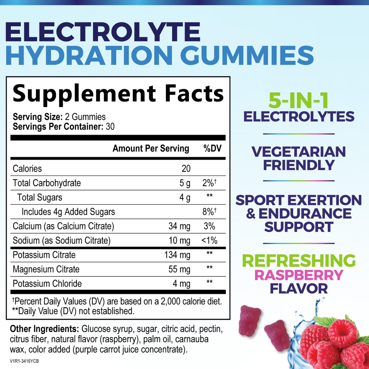 SILVERONYX Electrolyte Hydration Gummies Raspberry Flavor, 60 Gummies