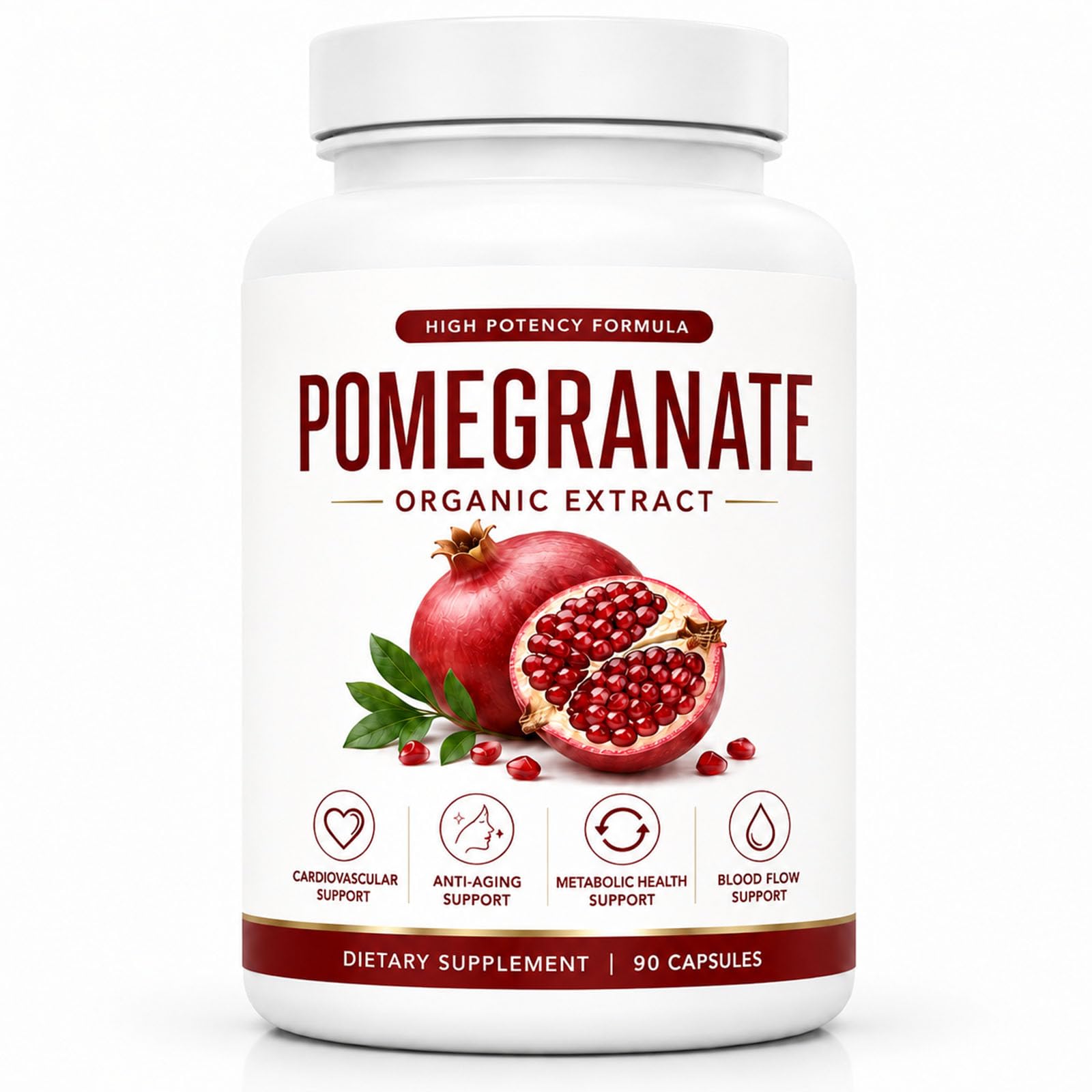 CIVGICY Organic Pomegranate Extract Capsules – Pomegranate Supplement, Antioxidant & Circulation Support, Cravings Reduction, 90 Capsules