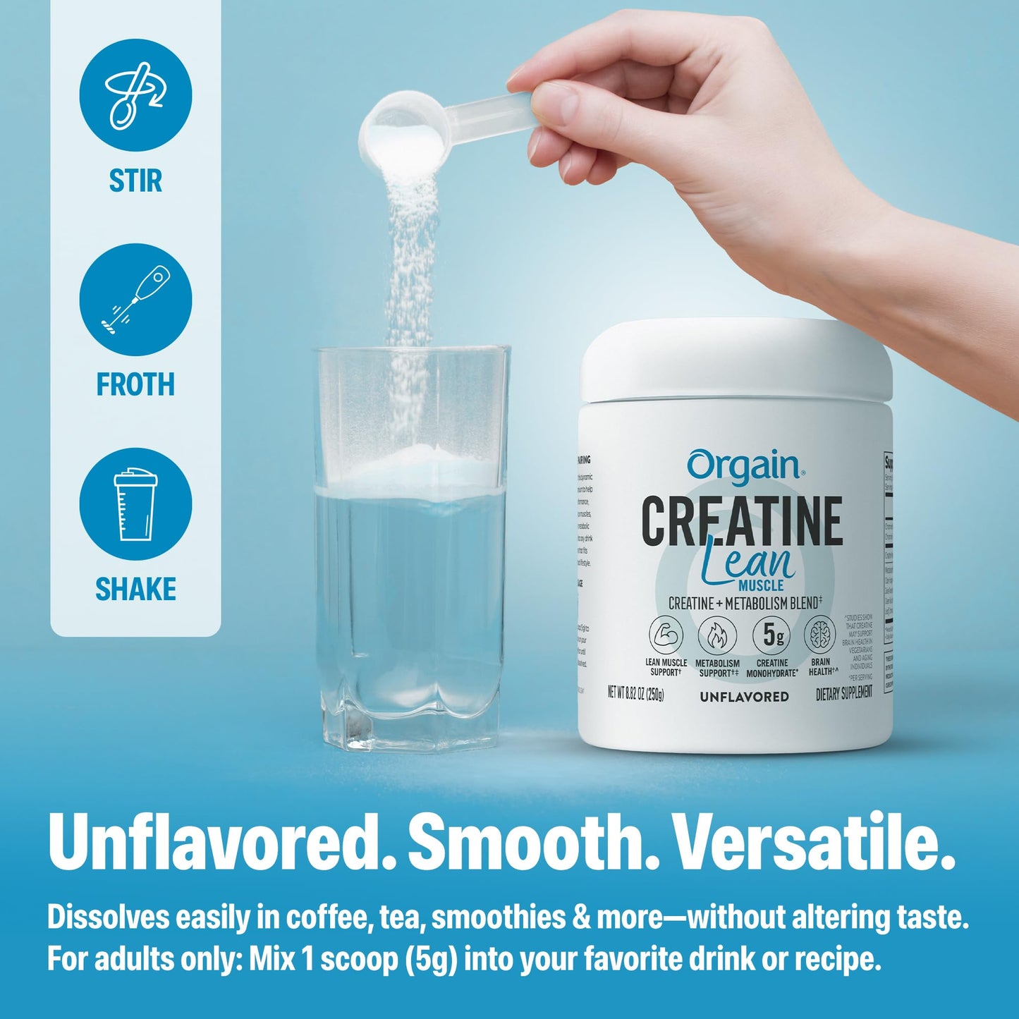 Orgain Micronized Creatine Monohydrate Lean Muscle Powder with Metabolism Blend, Powder, 8.82 oz