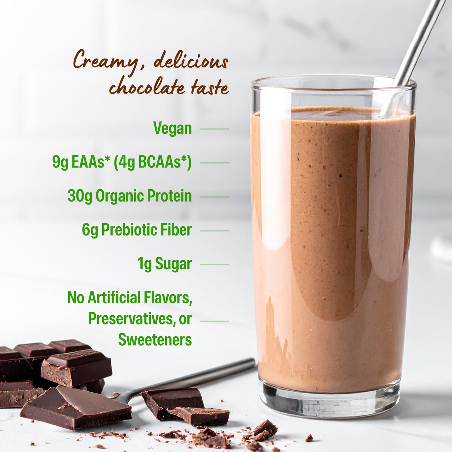 Orgain Organic 30g Vegan Protein Powder, Chocolate, 2.01 lb