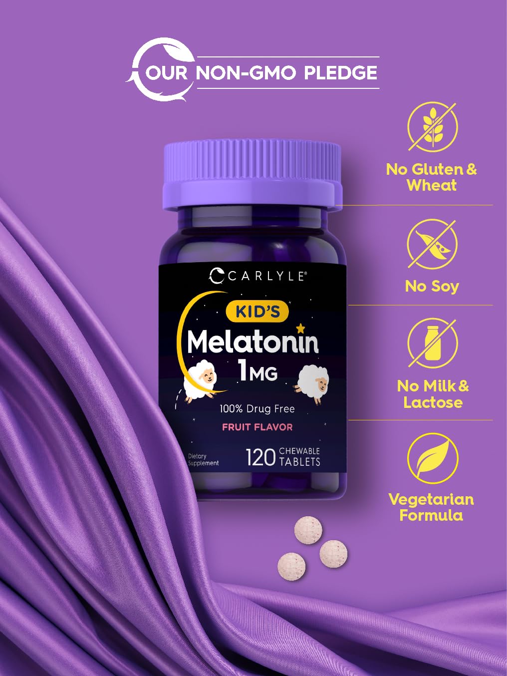 Carlyle Kids Melatonin 1mg Chewable Tablets 120
