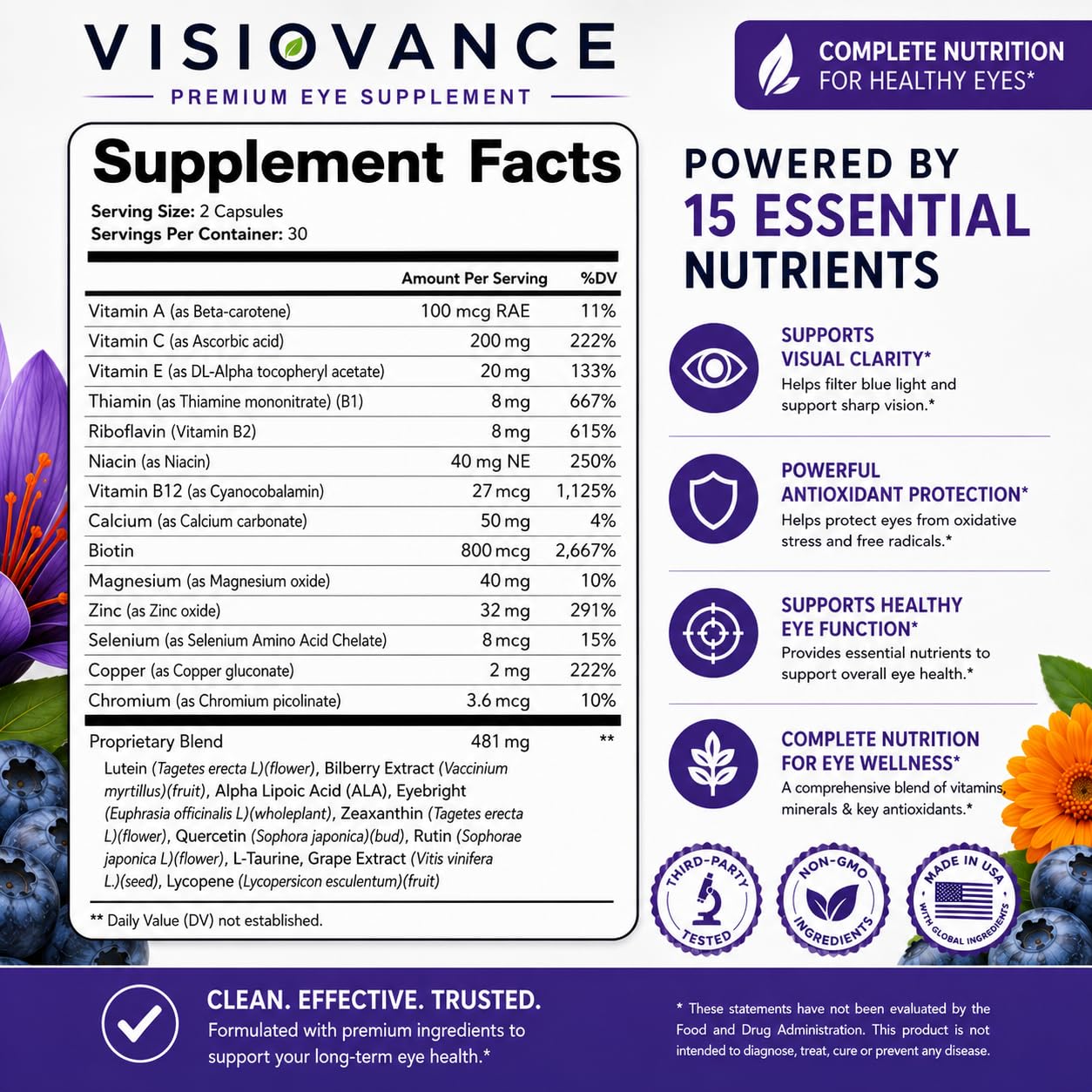 Naturonel Visiovance 15 in 1 Advanced Eye Formula 60 Capsules