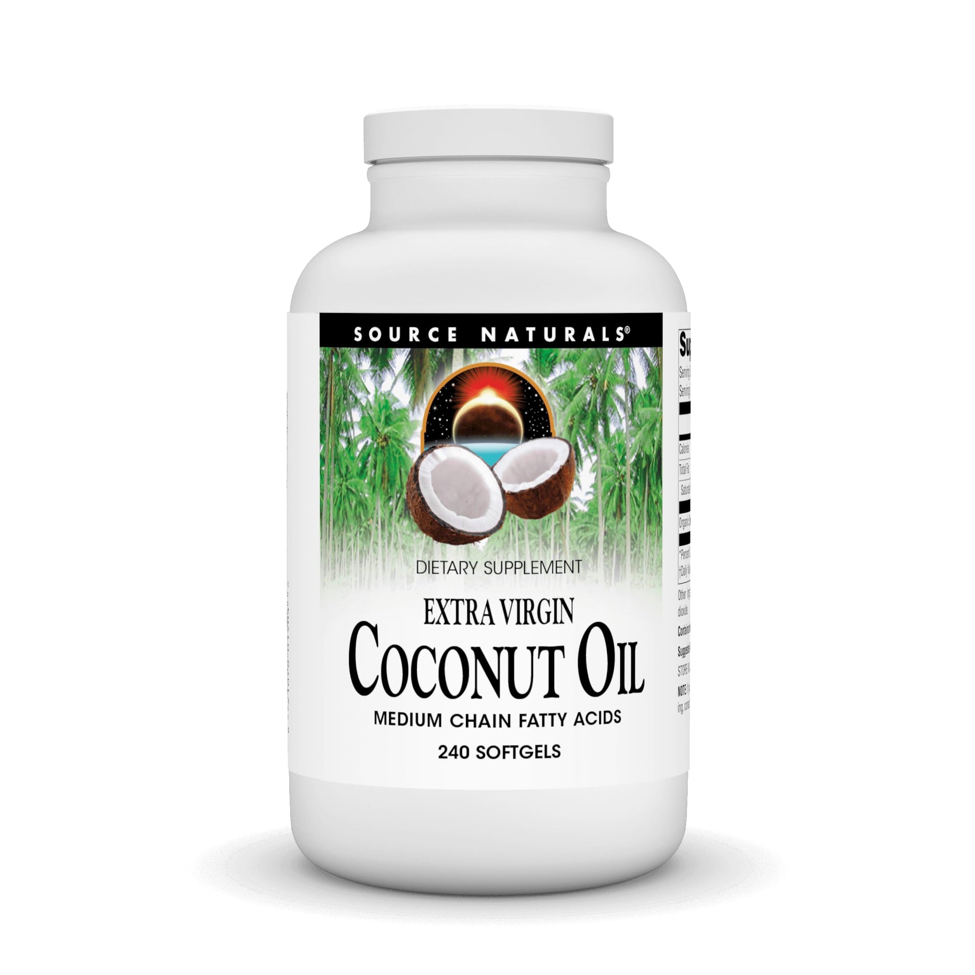Source Naturals Extra Virgin Coconut Oil Medium-Chain Fatty Acids 100 mg Softgels, 240 Count