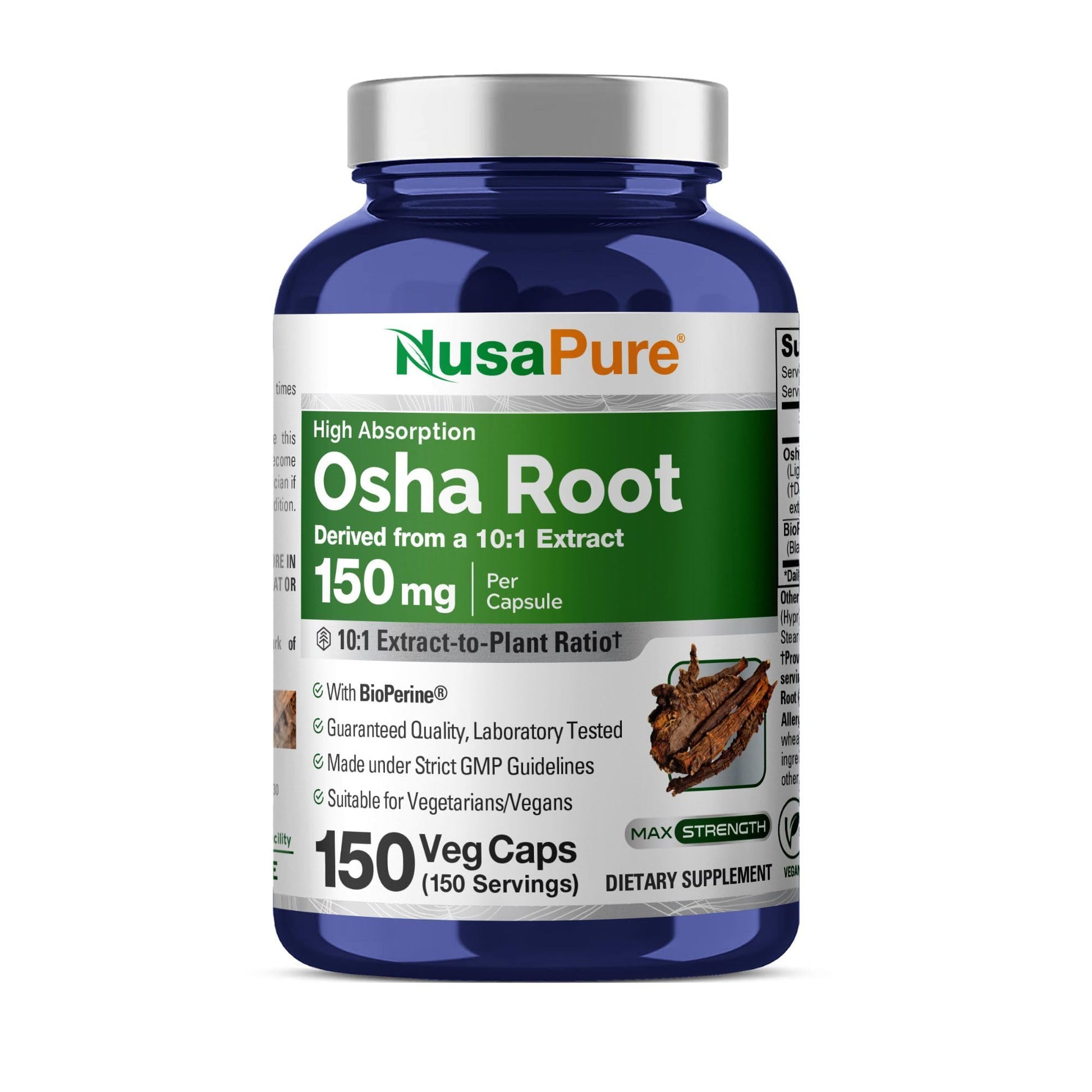 NusaPure OSHA Root Capsules 1500 mg, 150 Count