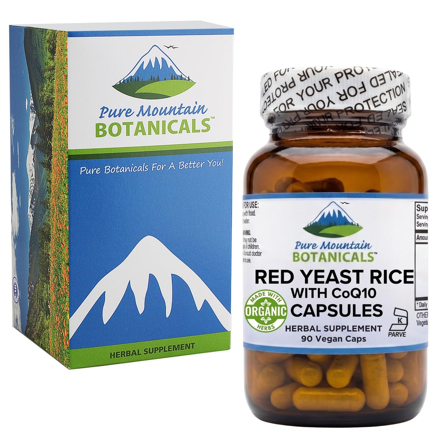 Pure Mountain Botanicals Red Yeast Rice with CoQ10 Capsules, 90 Count