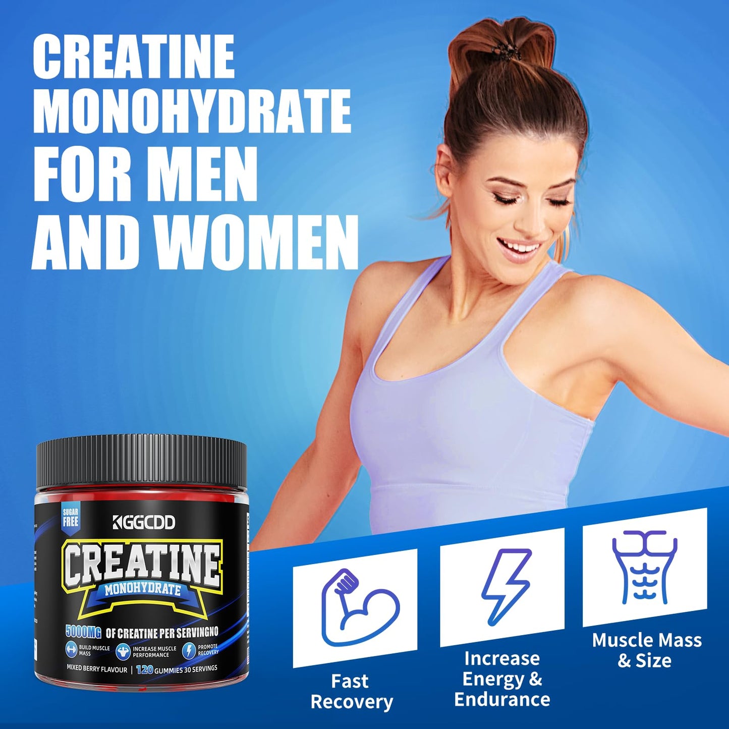 KGGCDD Creatine Monohydrate Gummies Complex, 120 Gummies