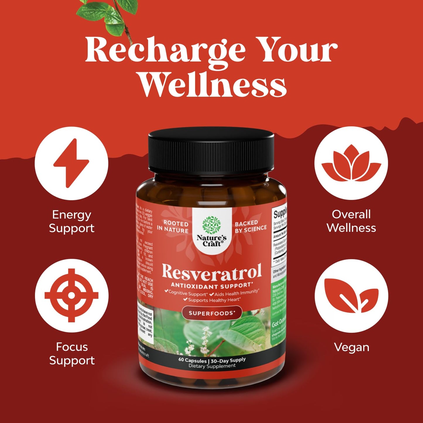 Natures Craft Youthful Trans Resveratrol Supplement Capsule 60 Count