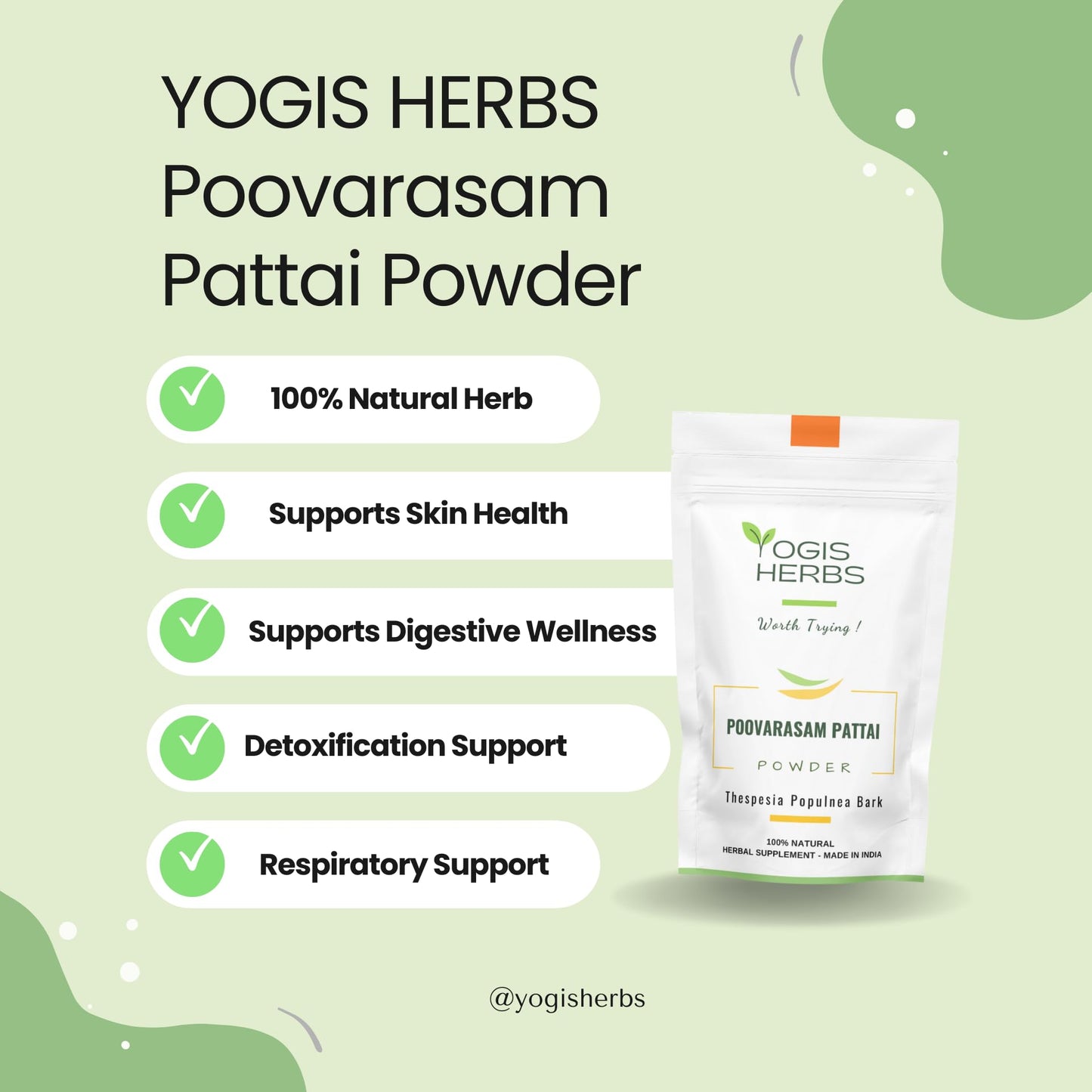 YOGIS HERBS Poovarasam Pattai Powder 8 oz