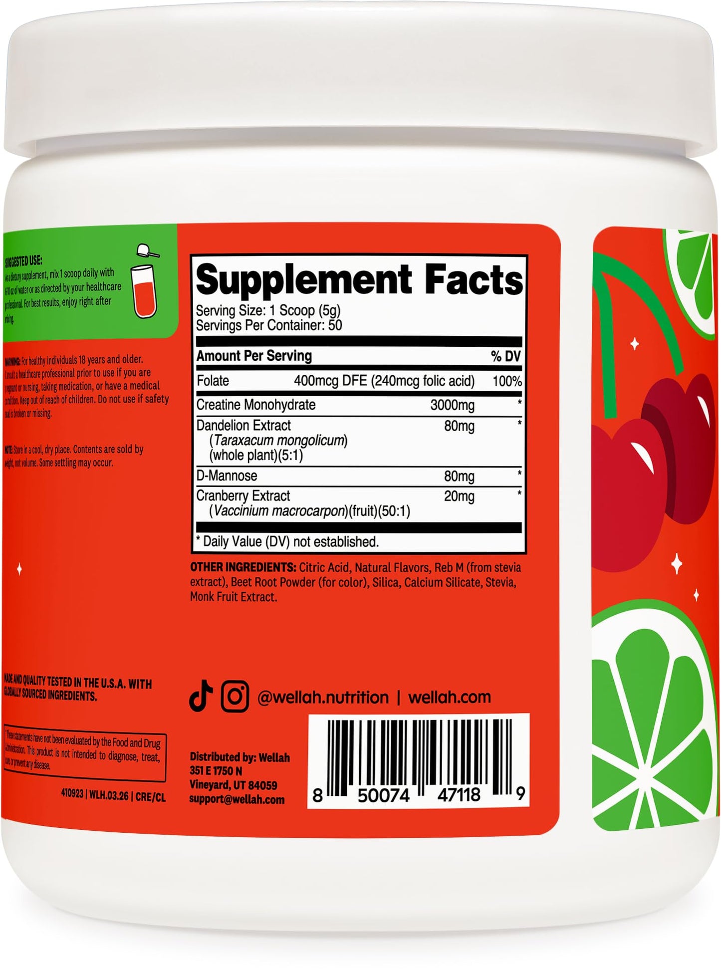 Wellah Creatine for Women Powder 8.2 Ounce