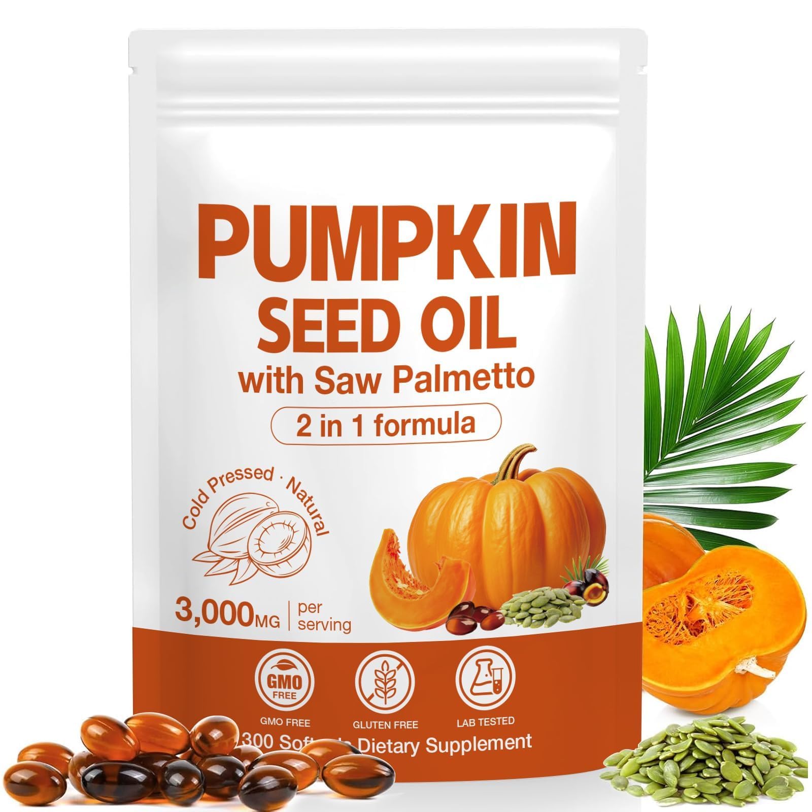 MaxHemp Pumpkin Seed Oil with Saw Palmetto Softgels, 300 Count