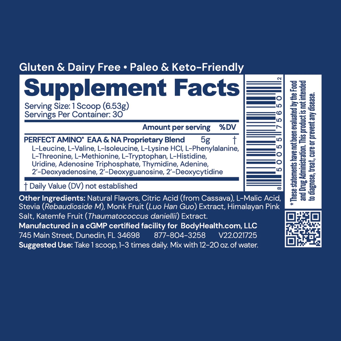 BodyHealth PerfectAmino Powder Strawberry, 30 Servings