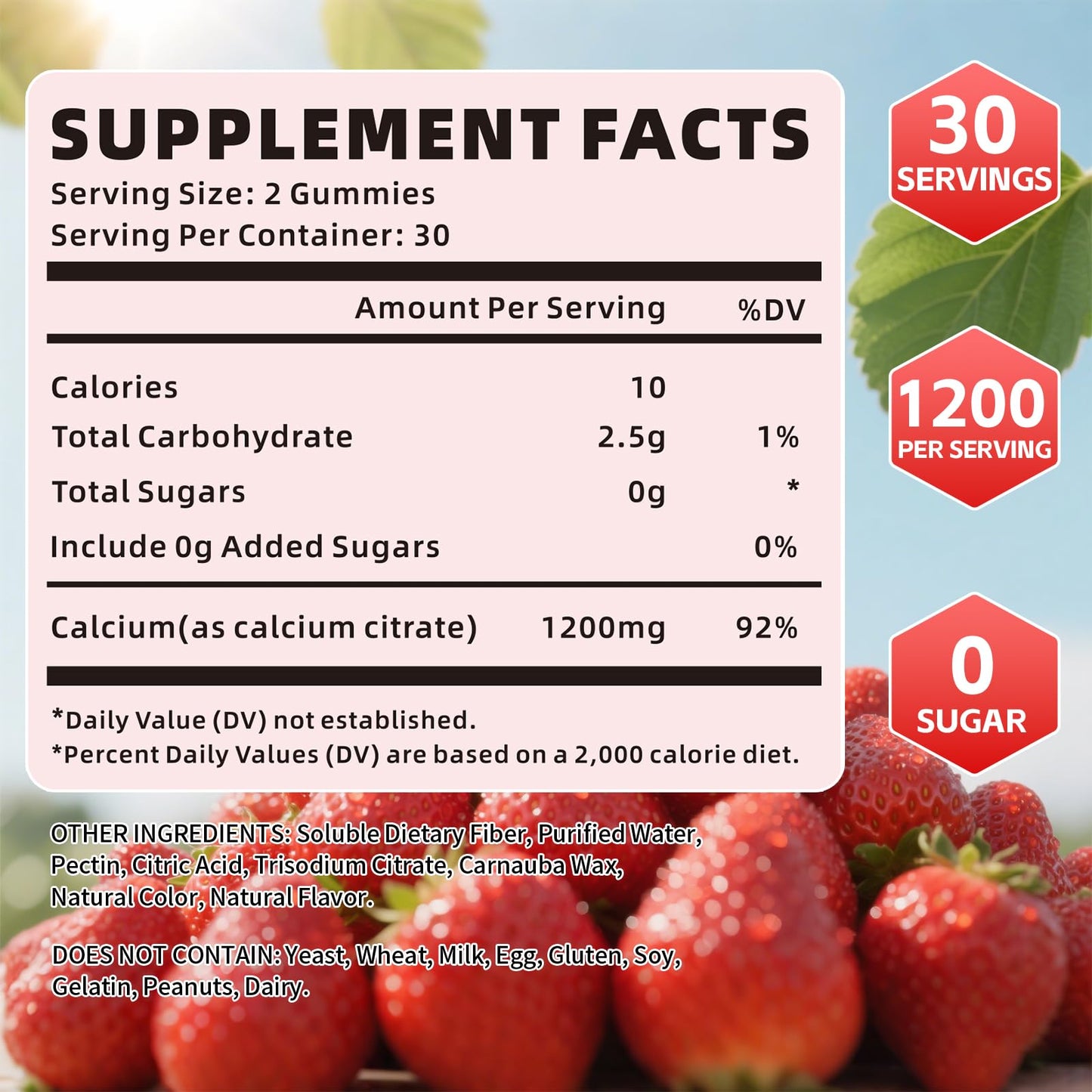 YXSW Calcium Citrate Gummies 1200mg, 120 Count