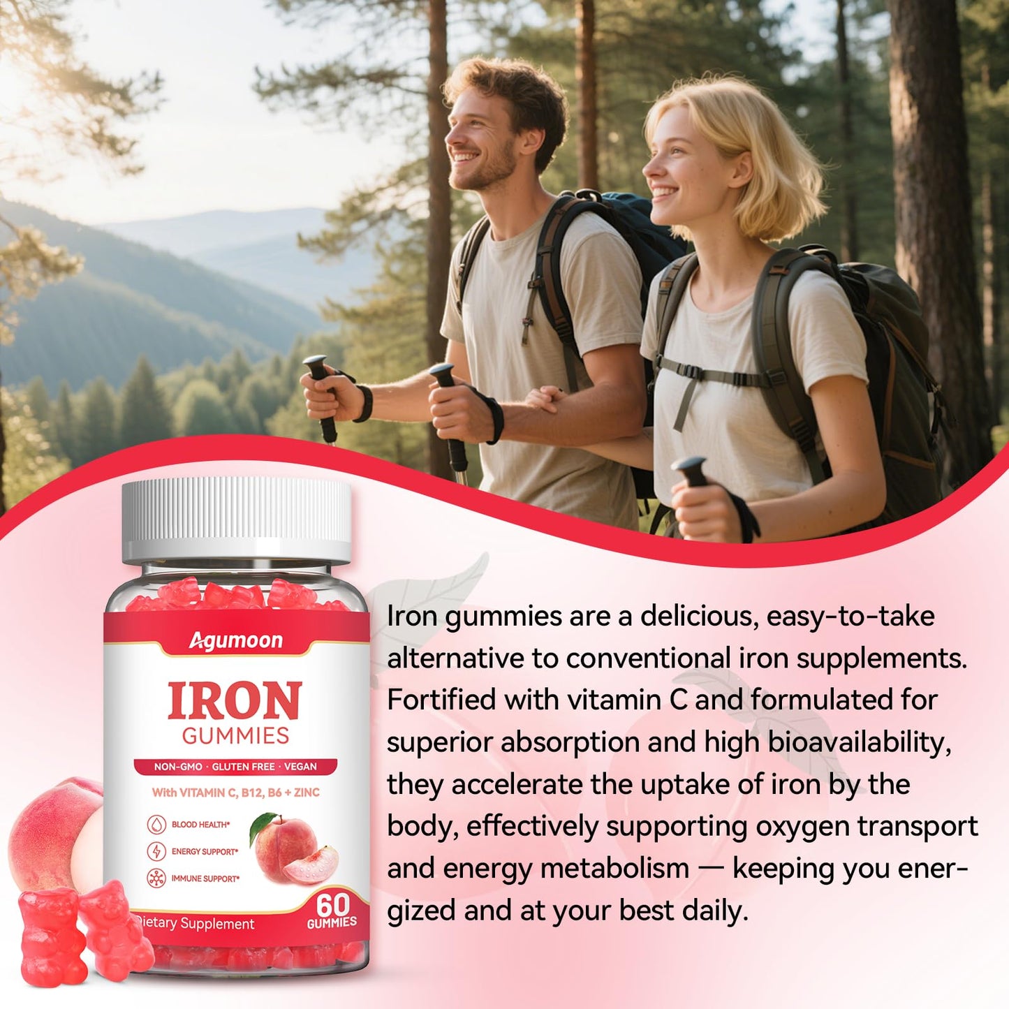 Agumoon Iron Supplement Gummies Gummy 60 Count