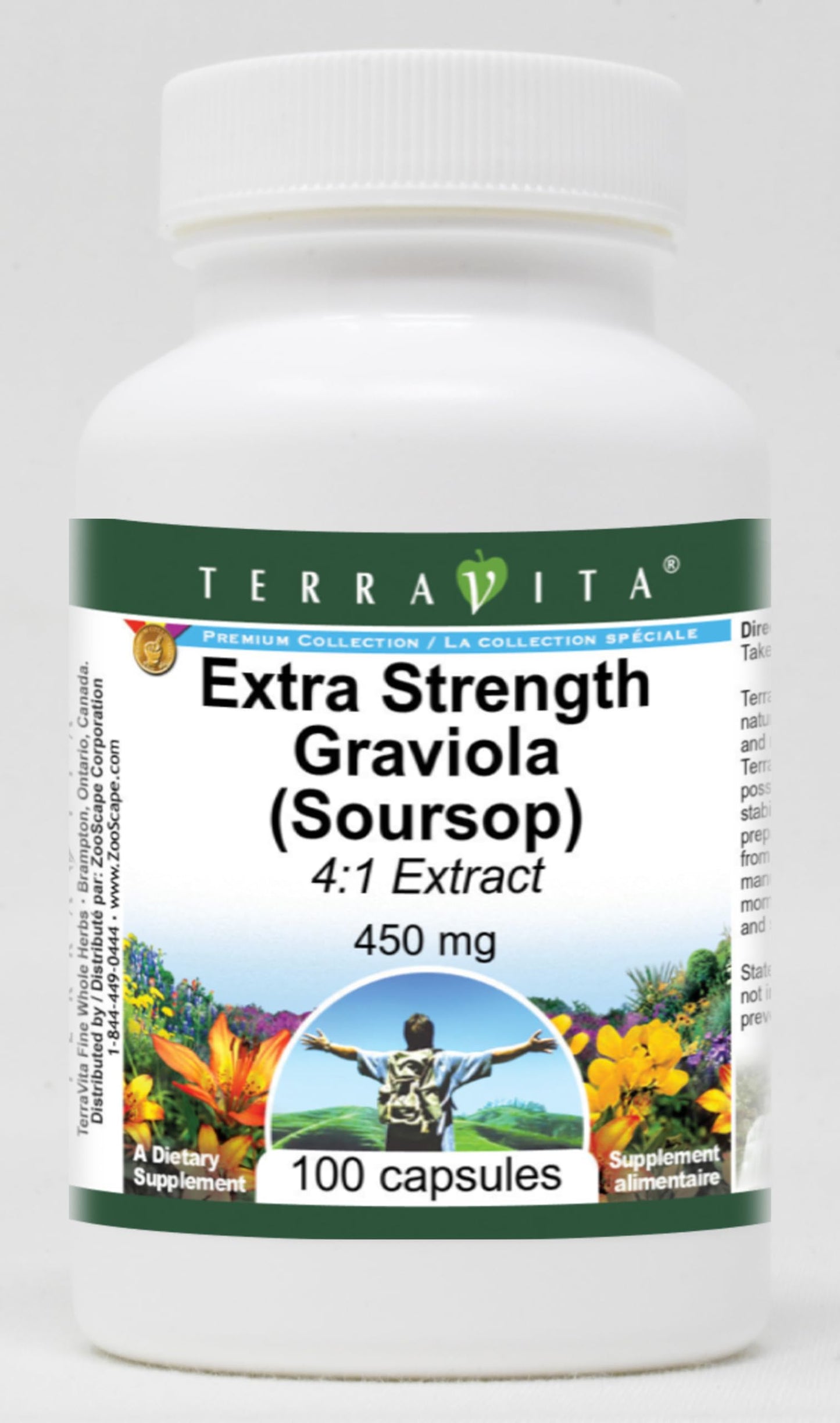 Terravita Extra Strength Graviola (Soursop) 4:1 Extract - 450 mg Capsules, 300 Count