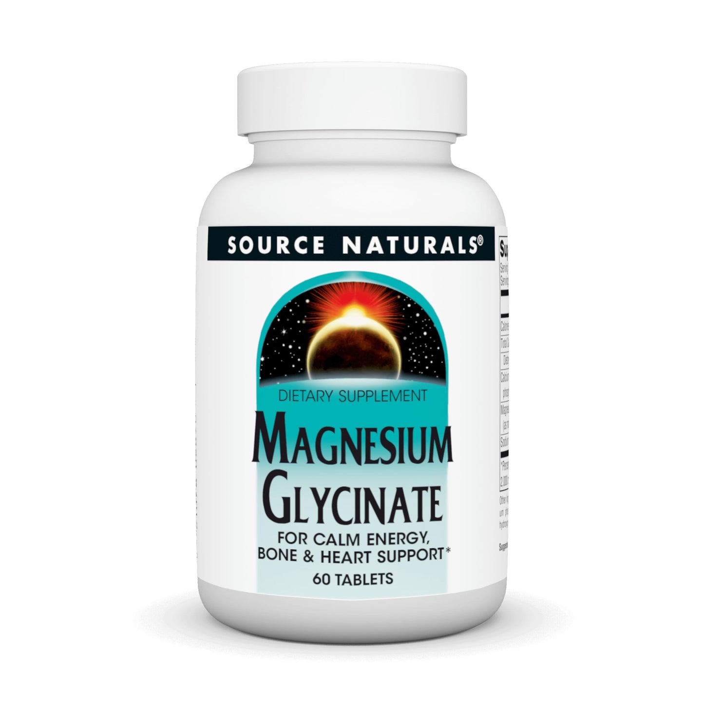 Source Naturals Magnesium Glycinate Chelated for High Absorption, for Calm Energy, Bone & Heart Support*, Tablets, 60 Tablets