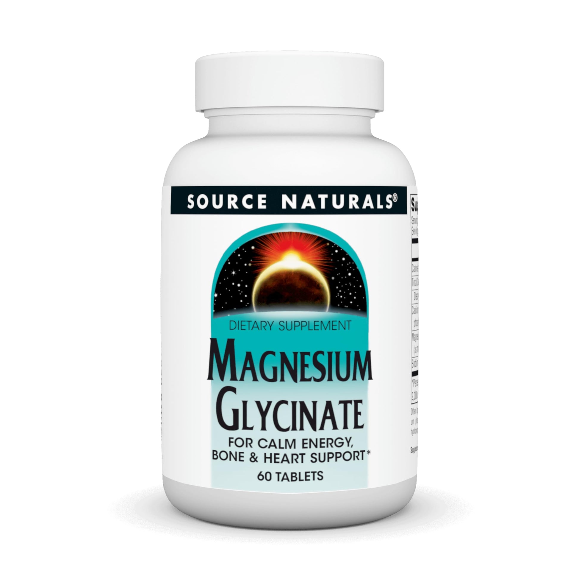 Source Naturals Magnesium Glycinate Chelated for High Absorption, for Calm Energy, Bone & Heart Support*, Tablets, 60 Tablets