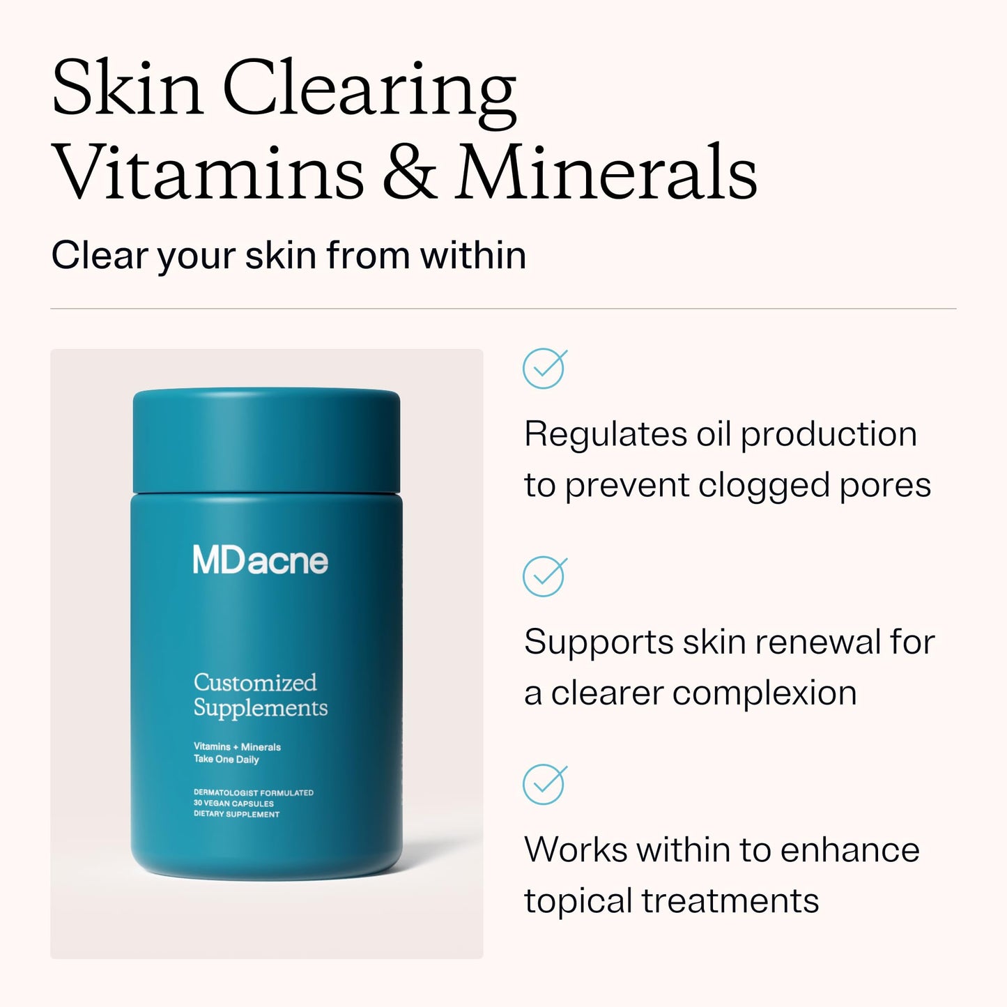 MDacne Vitamins and Minerals Skin Clearing Supplements Capsules 3-Pack