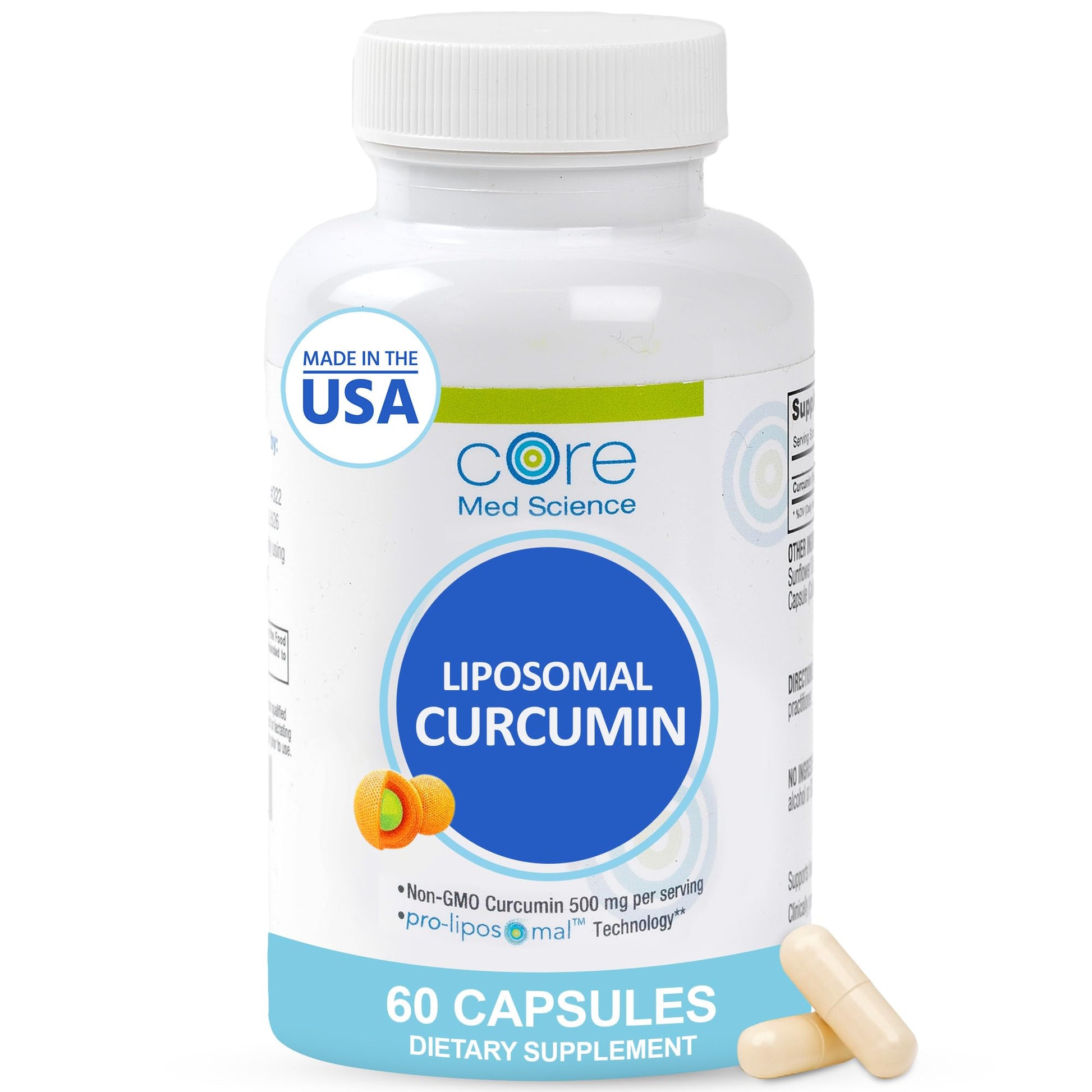 Core Med Science Liposomal Curcumin 500mg Capsule, 60 Count