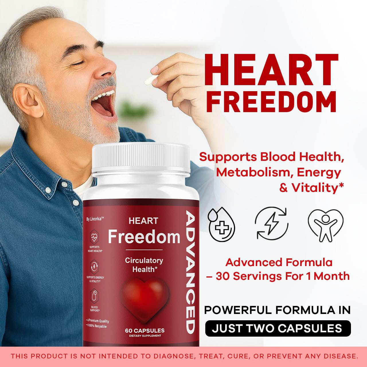 LIVORKA Heart Freedom Capsules, 60 Count