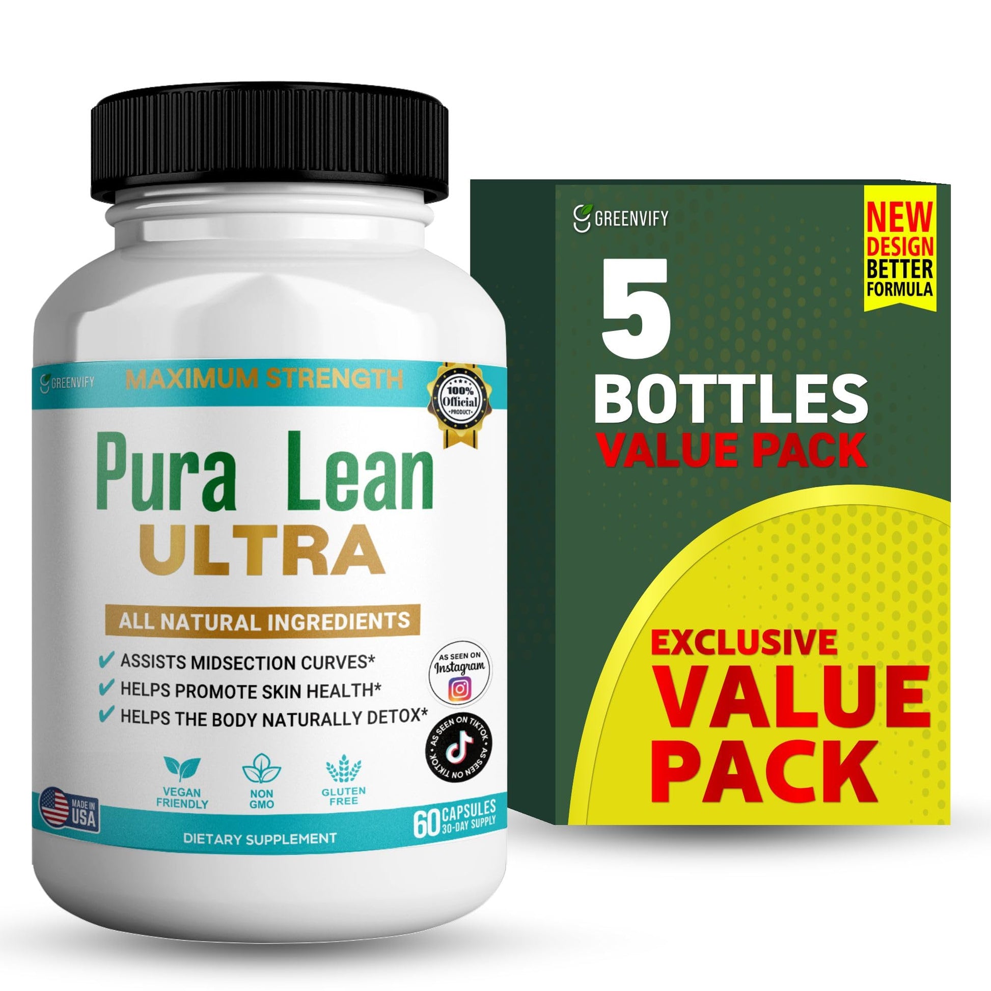 GREENVIFY Pura Lean Ultra Maximum Strength Capsule, 60 Capsules