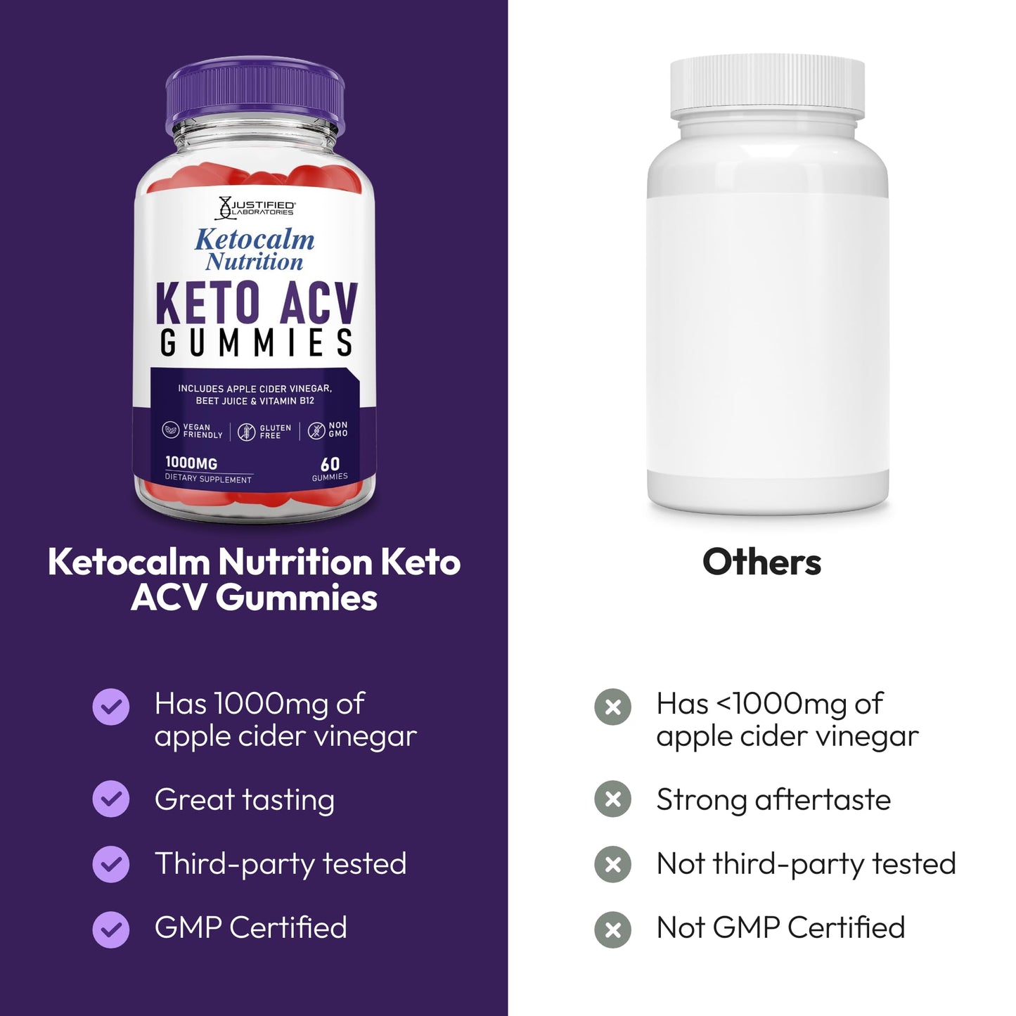 Justified Laboratories Ketocalm Keto ACV Gummies (1000 mg) 60 Count